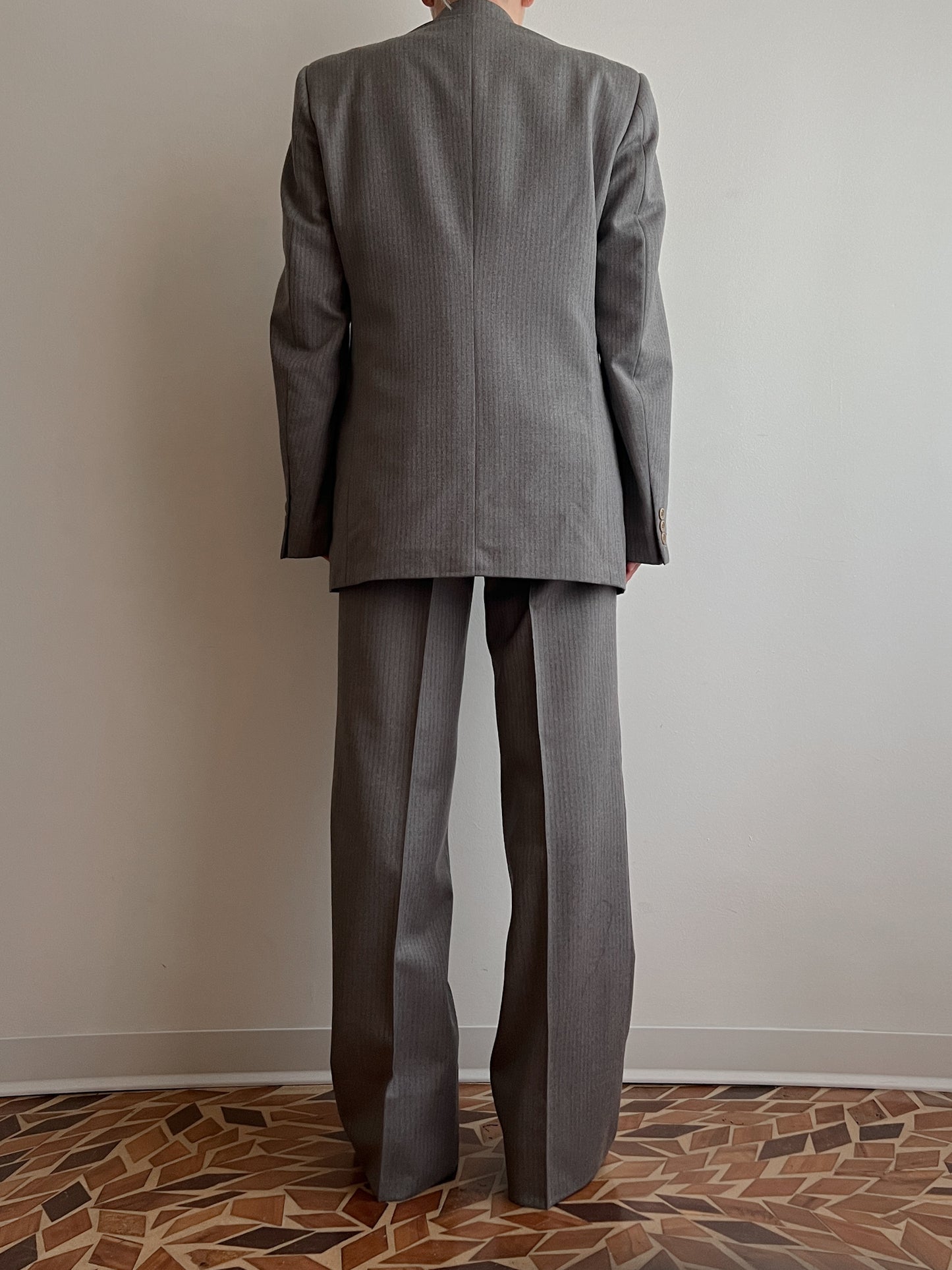 Pure wool striped grey suit