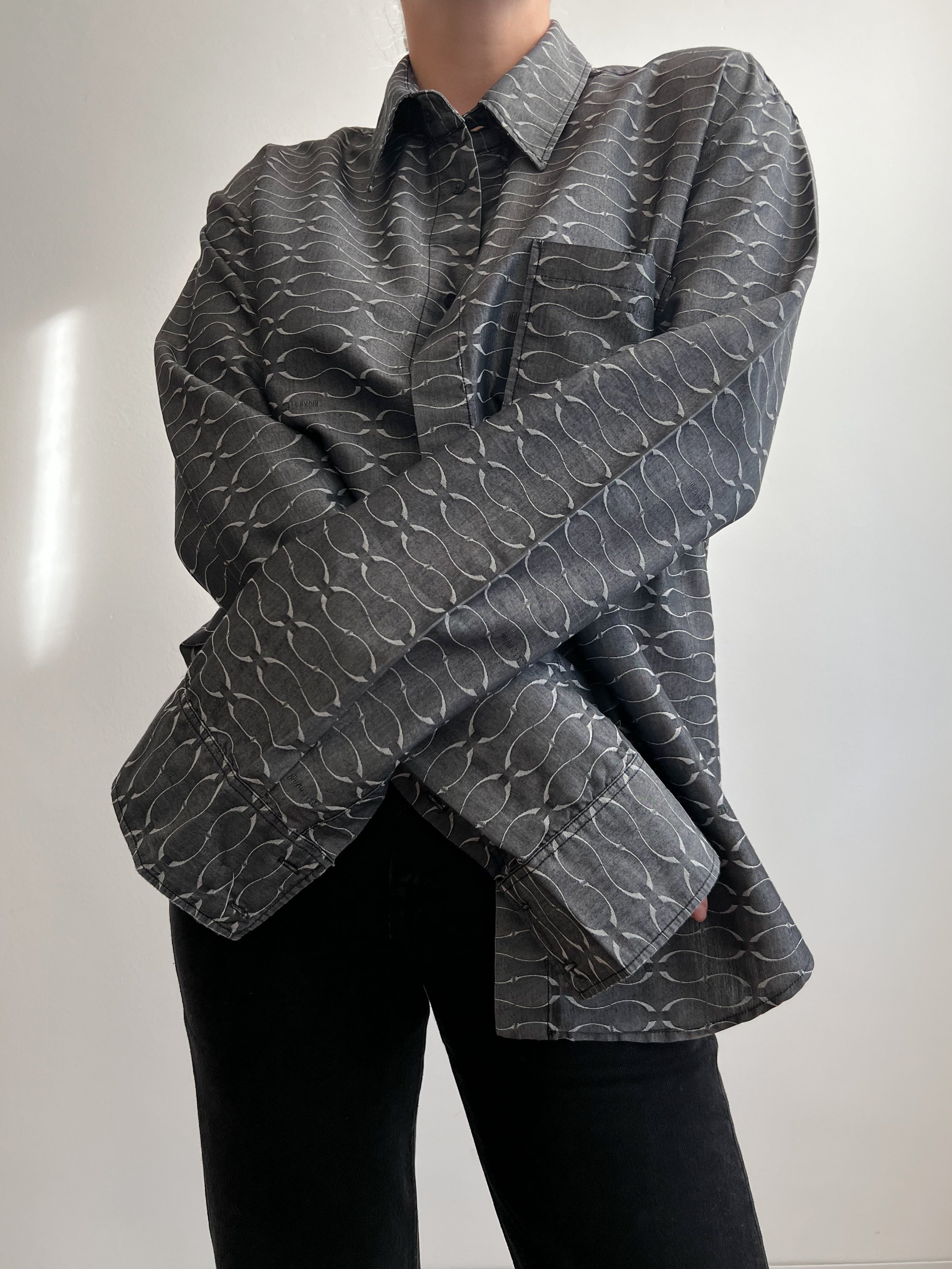 Just Cavalli cotton blend grey shirt
