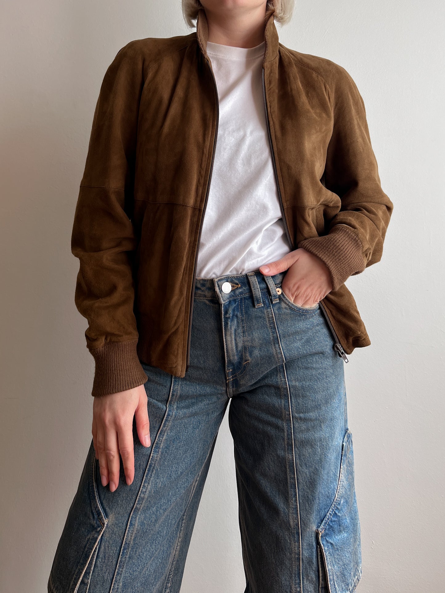 Real suede cognac jacket