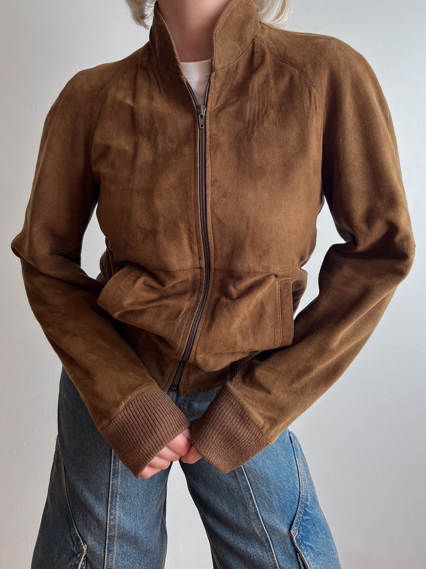 Real suede cognac jacket