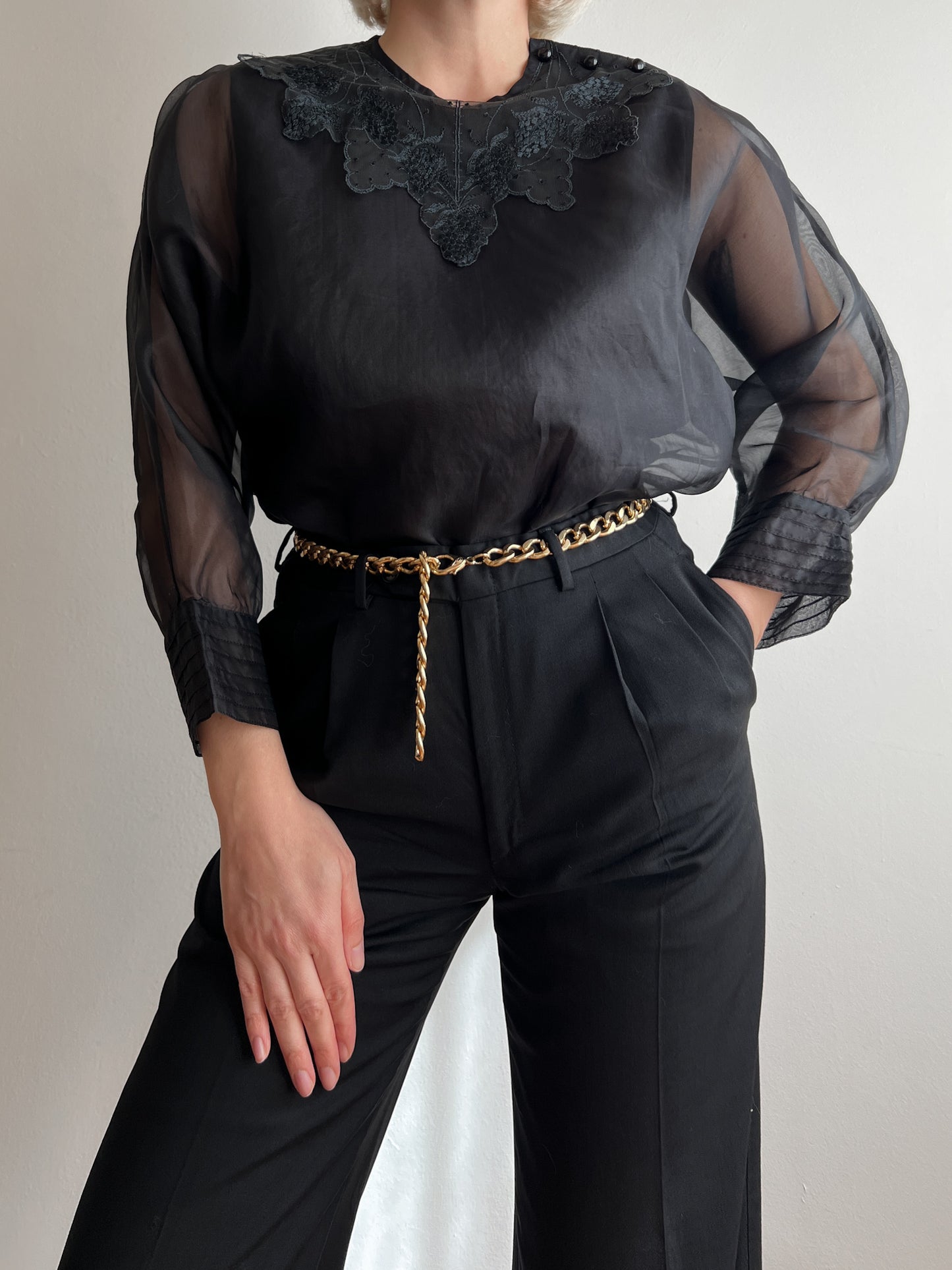 Pure silk black blouse