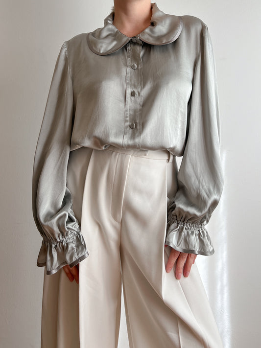 Pure silk silver blouse