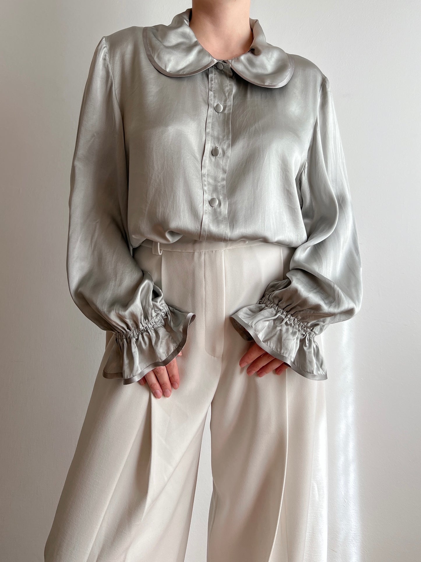 Pure silk silver blouse