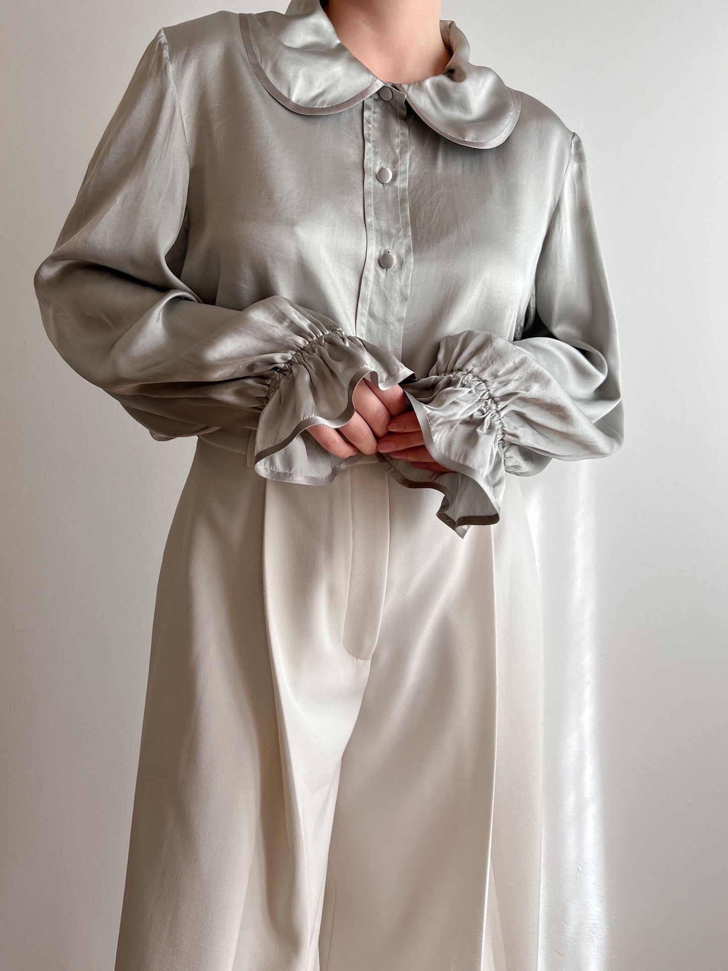 Pure silk silver blouse