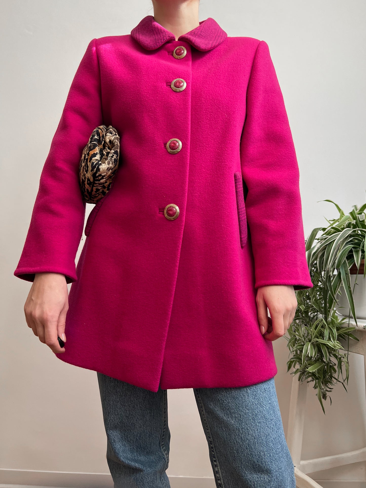 Cappotto sartoriale fucsia in lana