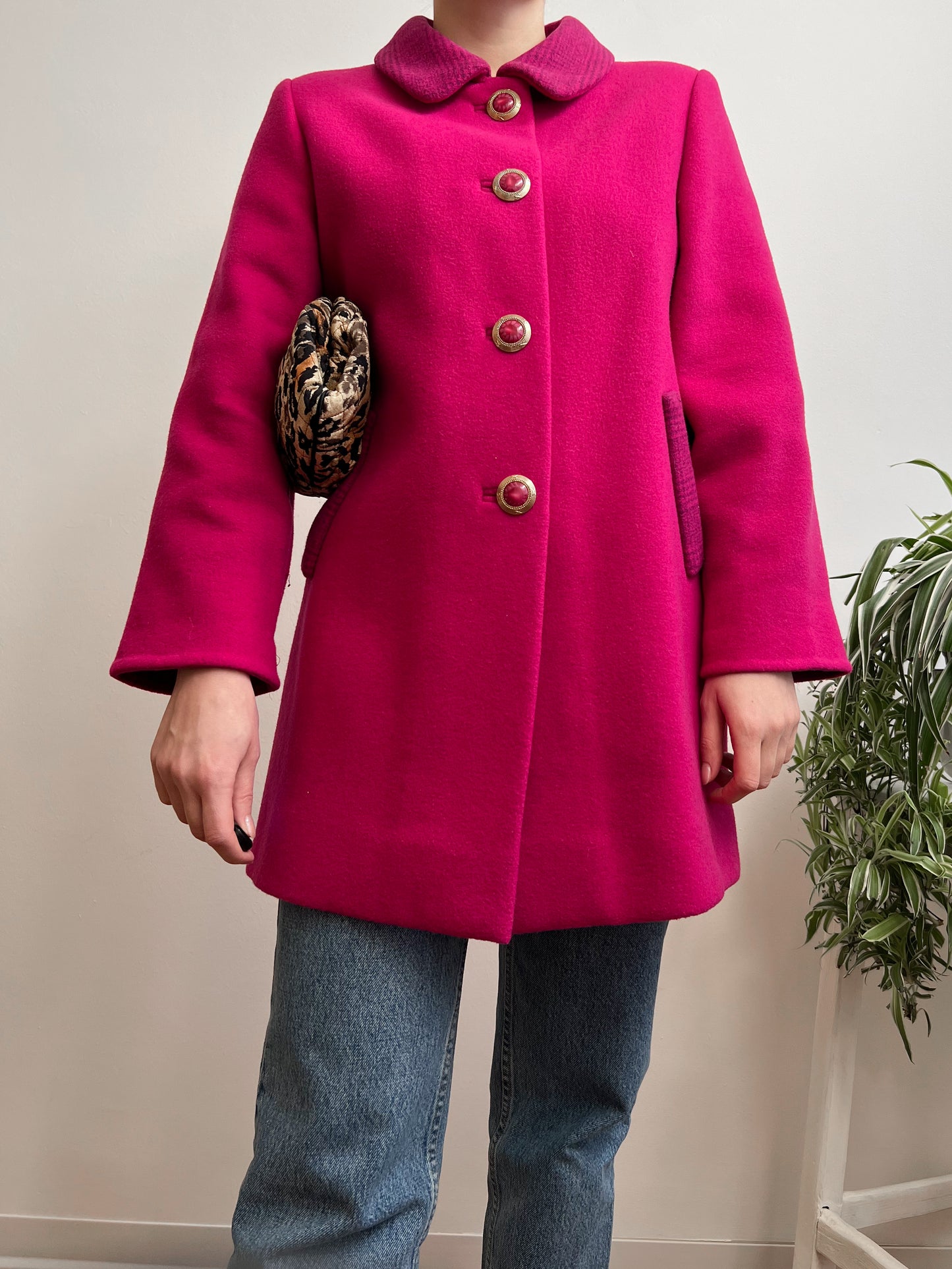 Cappotto sartoriale fucsia in lana