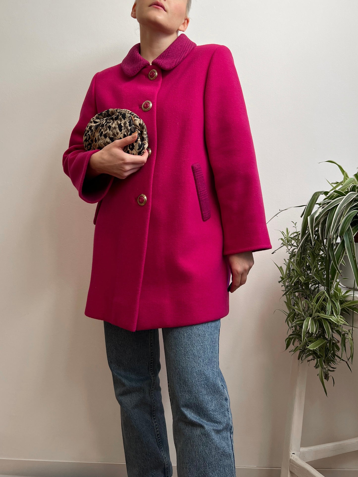 Cappotto sartoriale fucsia in lana