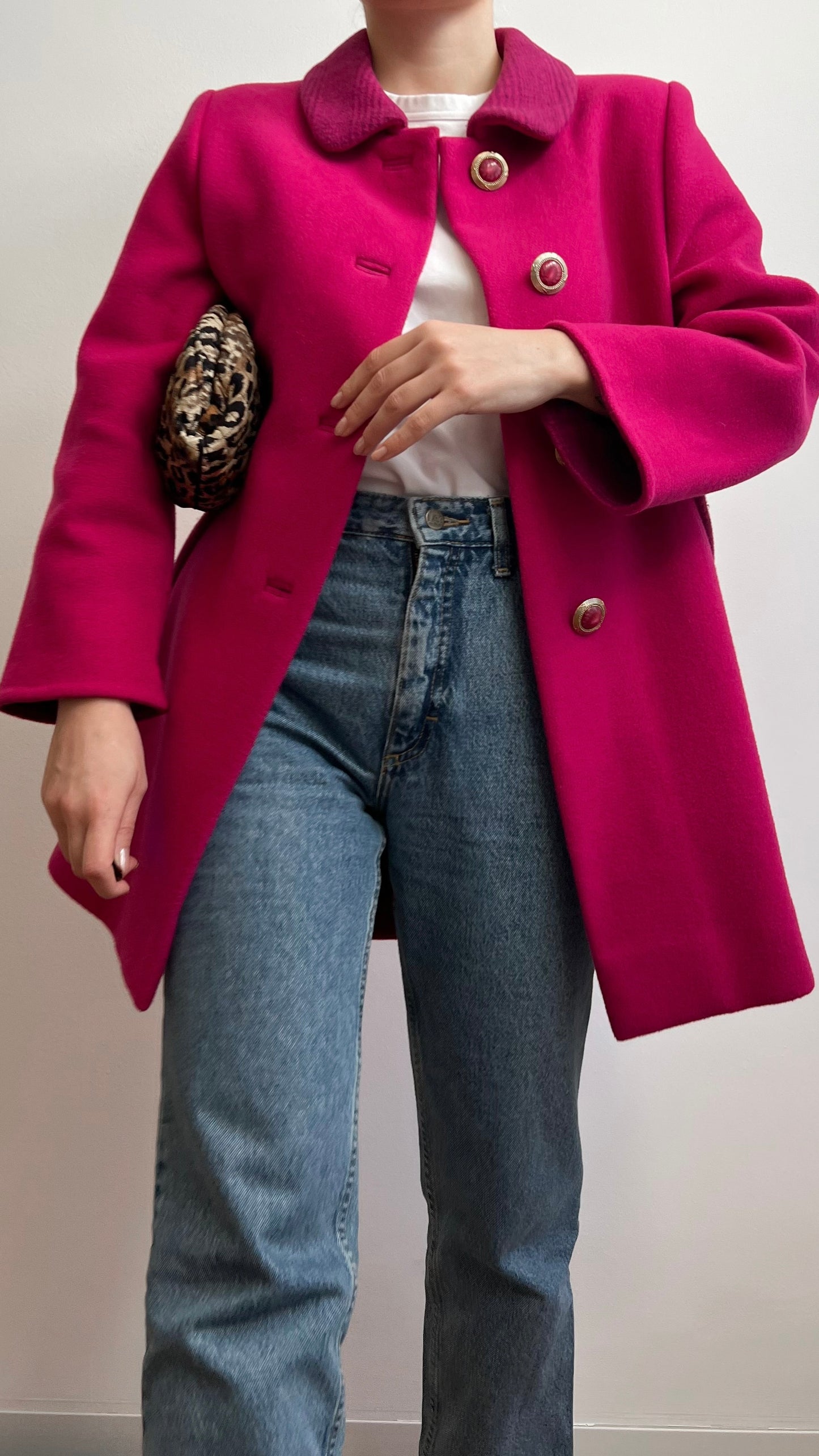 Cappotto sartoriale fucsia in lana