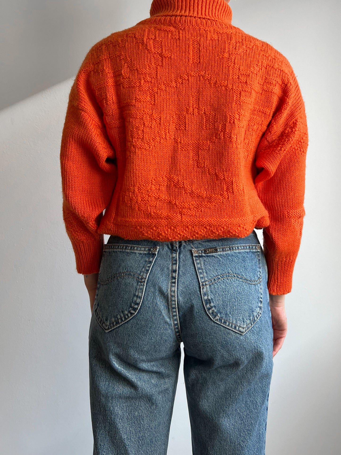 Vintage pure wool orange turtleneck pull