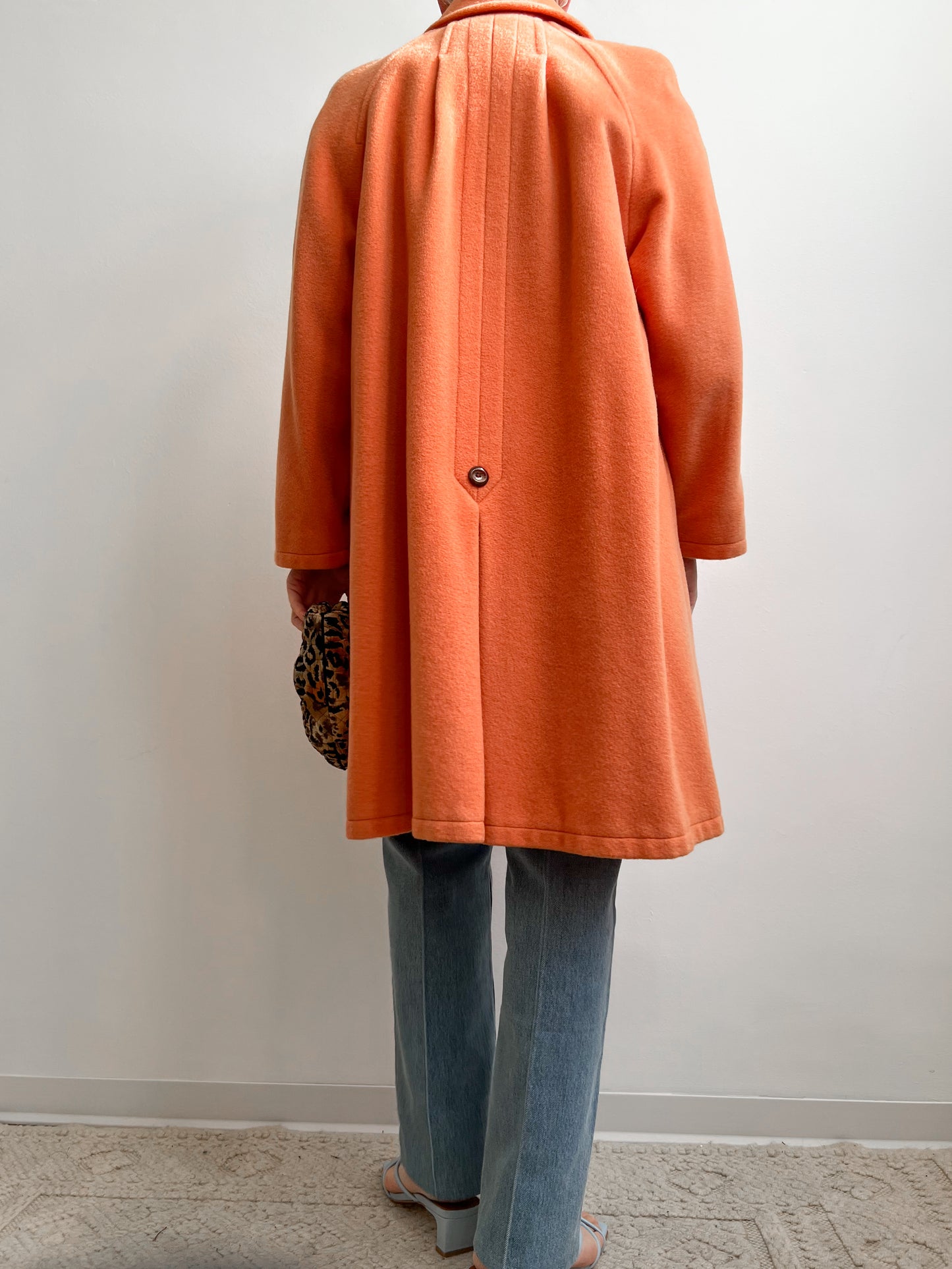 Cappotto arancione in mohair e lana