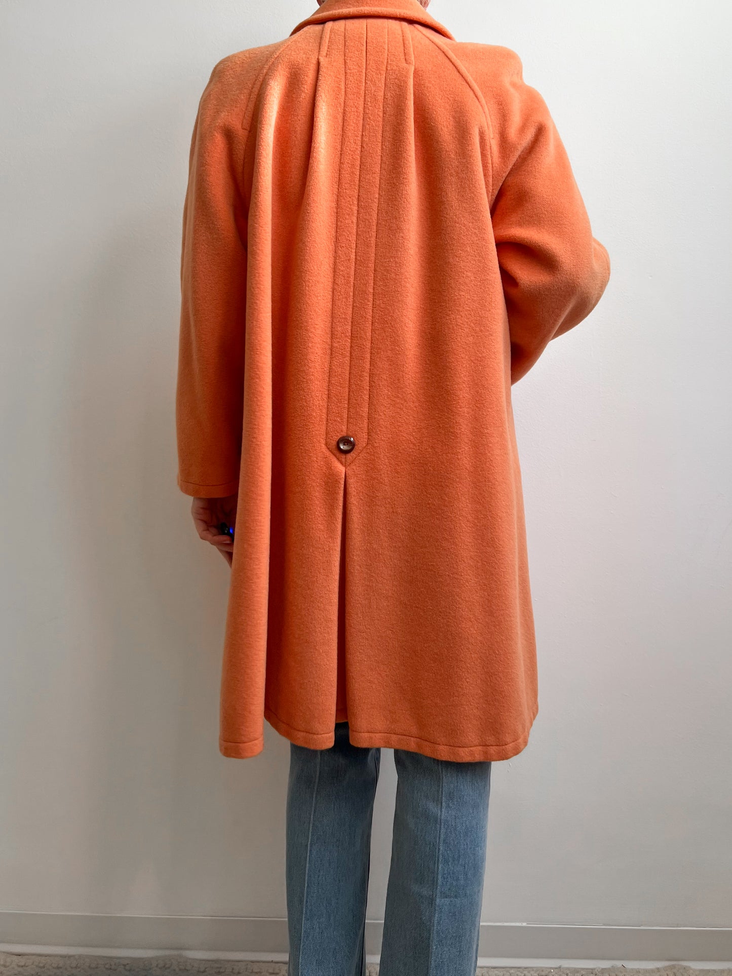 Cappotto arancione in mohair e lana