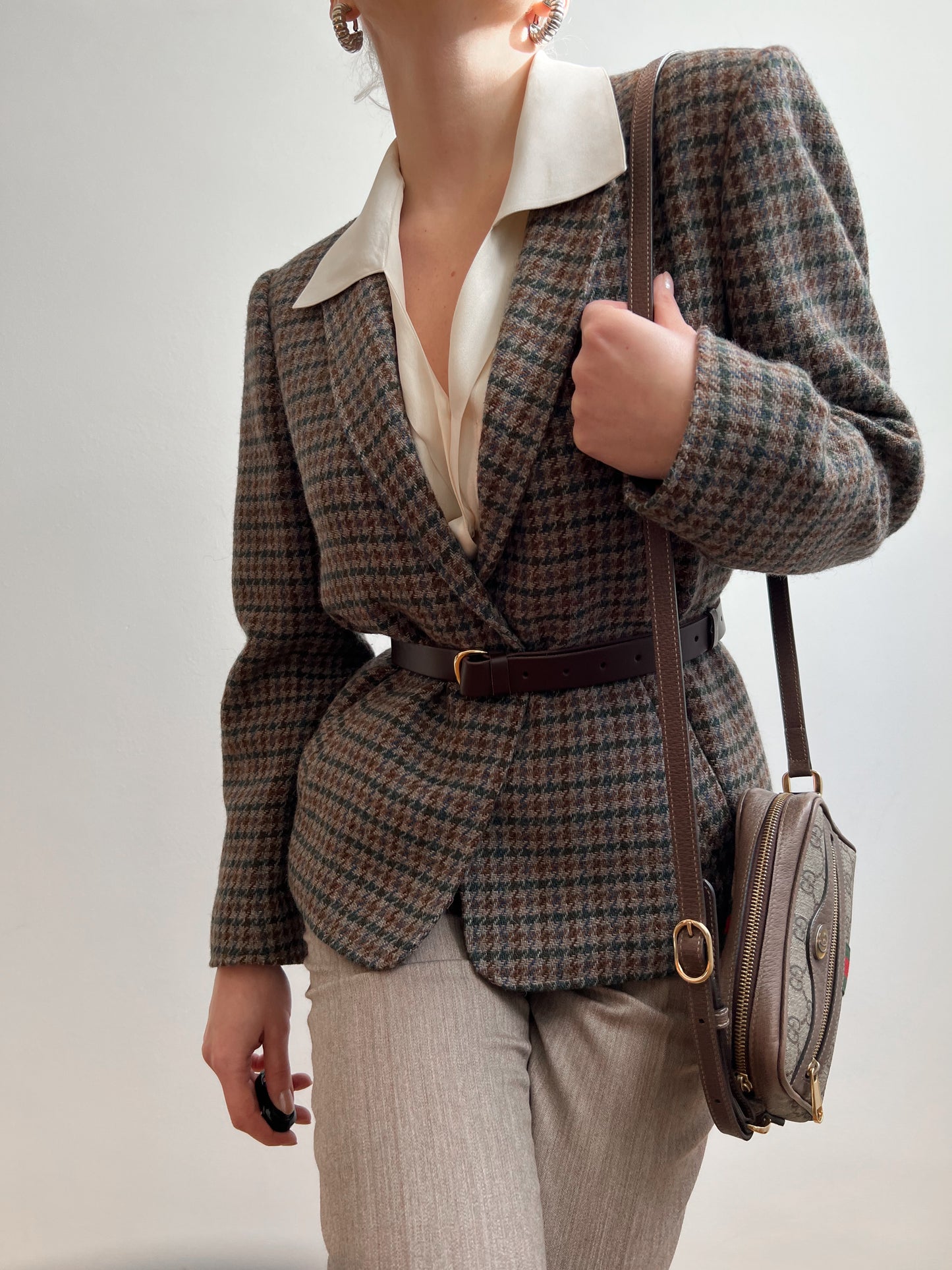 Blazer pied de poul con cintura