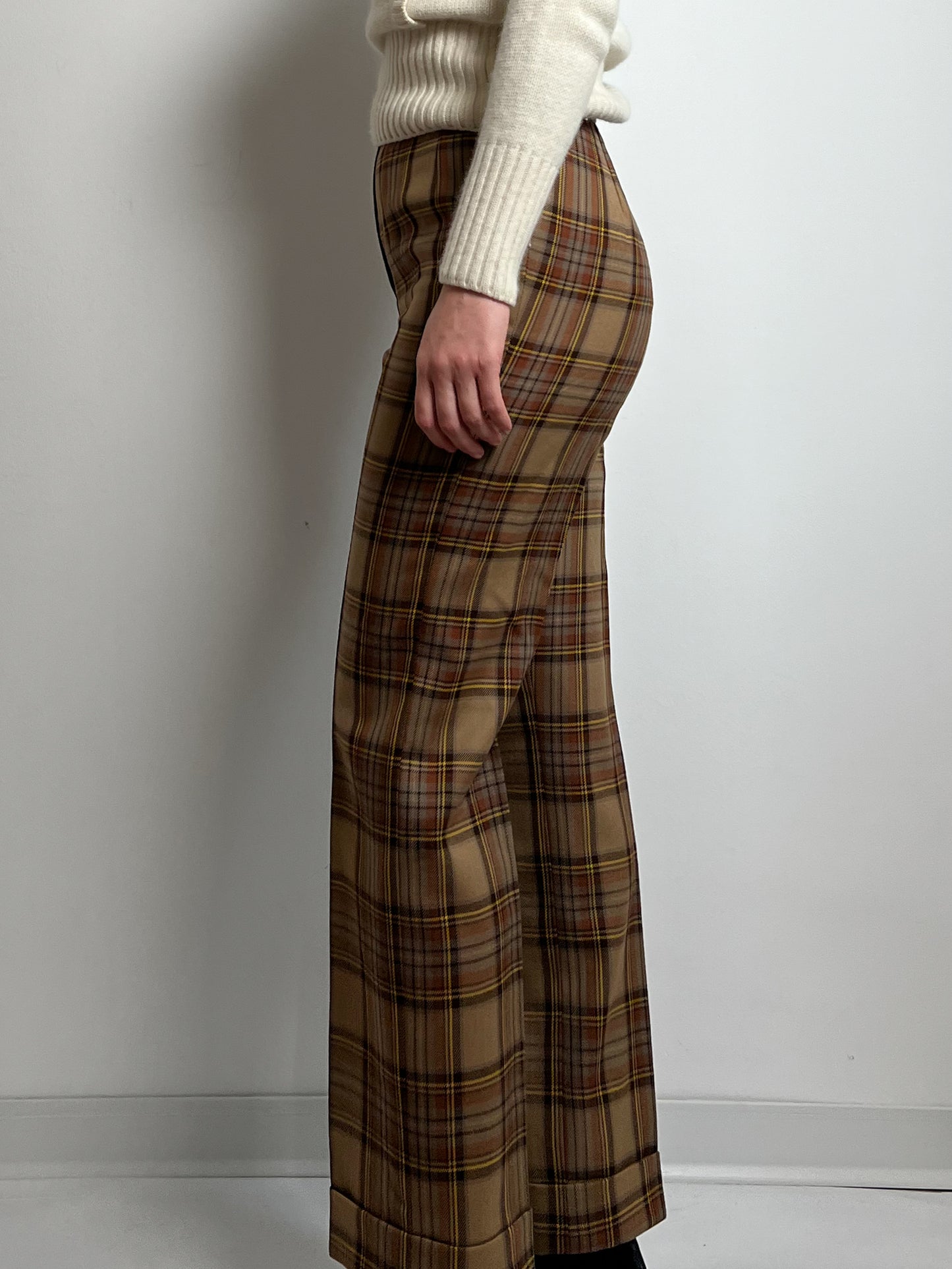 Pure wool tailored tartan pants