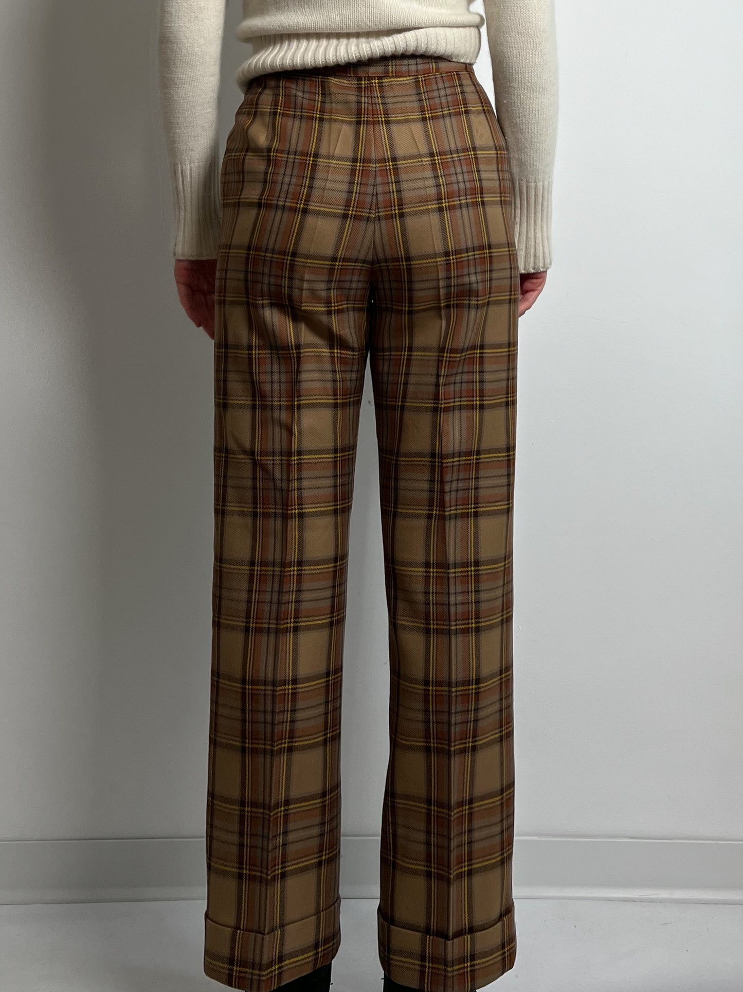 Pure wool tailored tartan pants