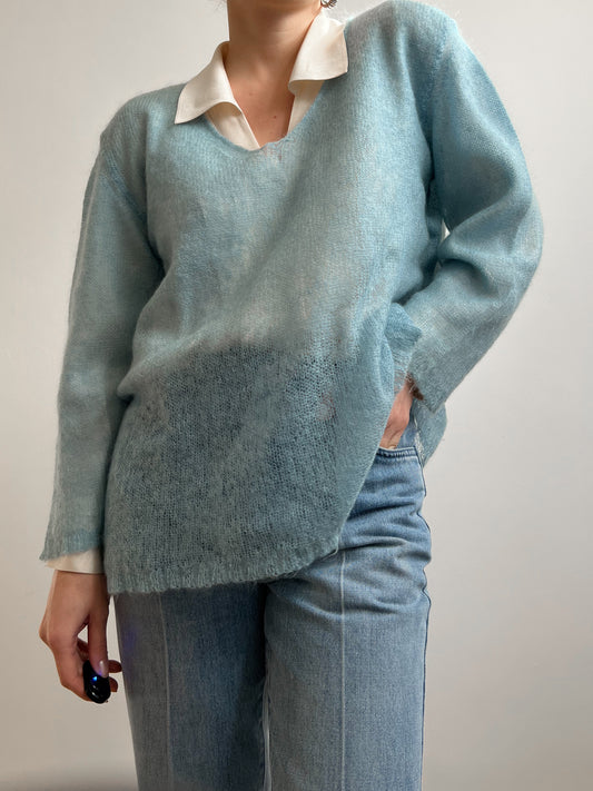 Maglione azzurro in mohair