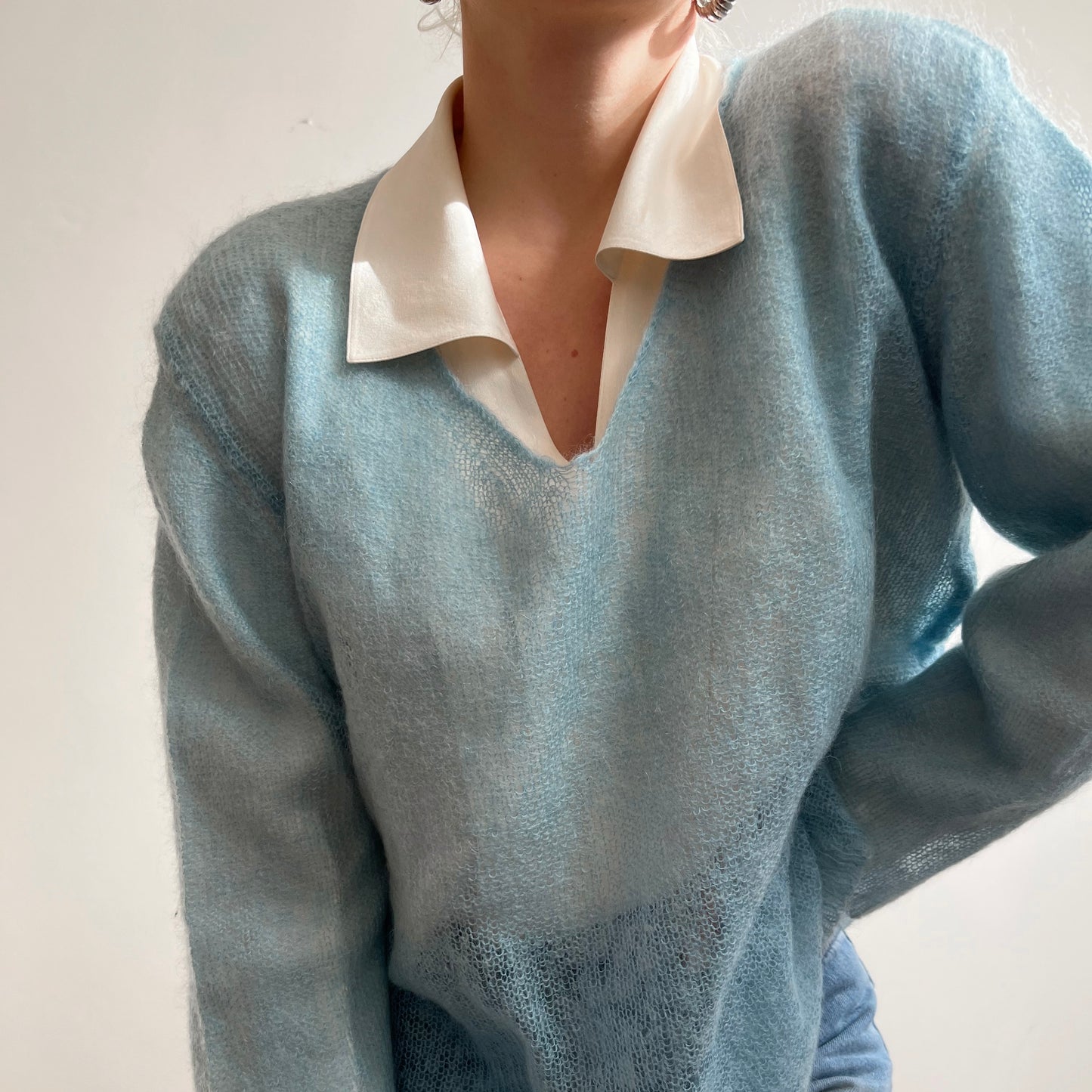 Maglione azzurro in mohair