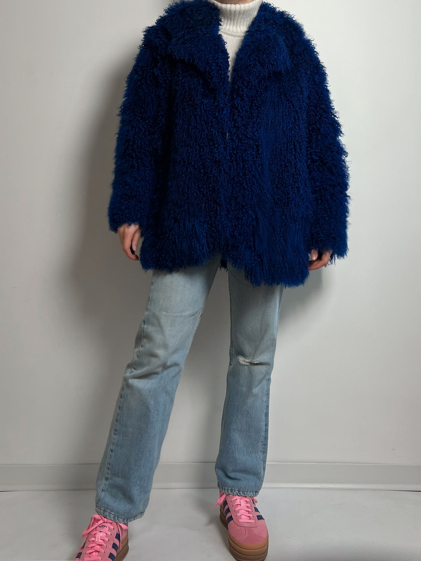 Vintage electric blue mongolia fur