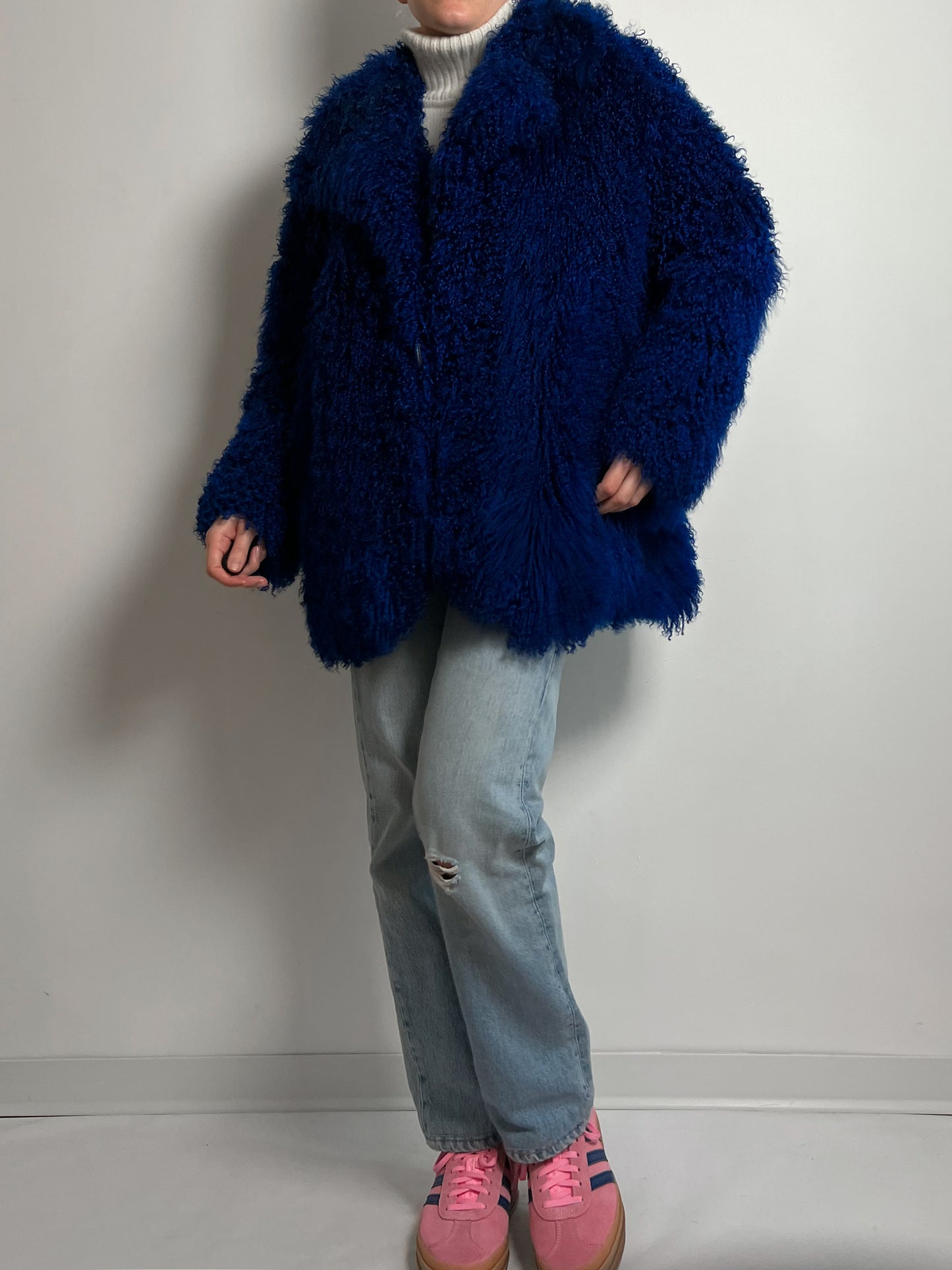 Vintage electric blue mongolia fur