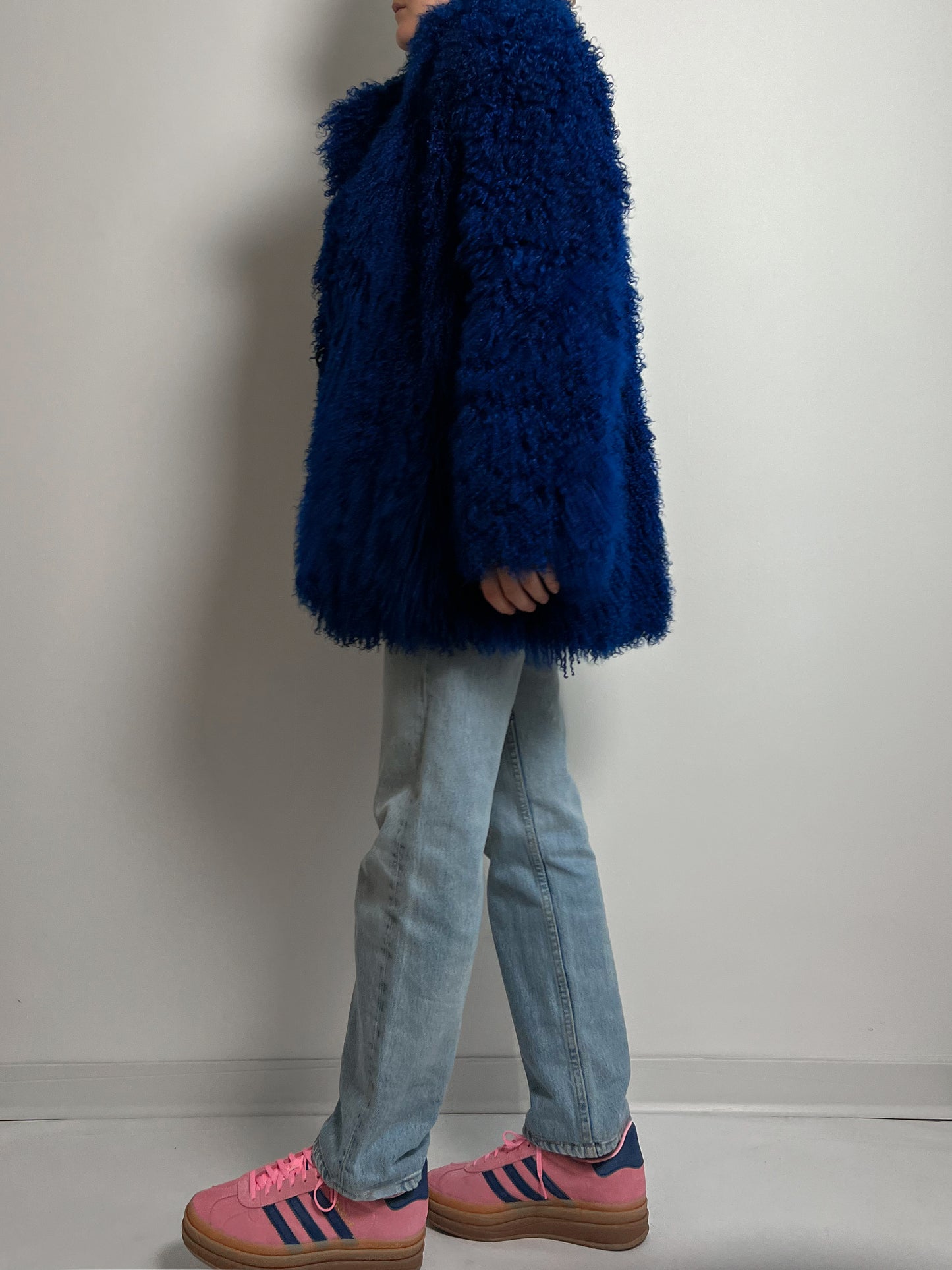 Vintage electric blue mongolia fur