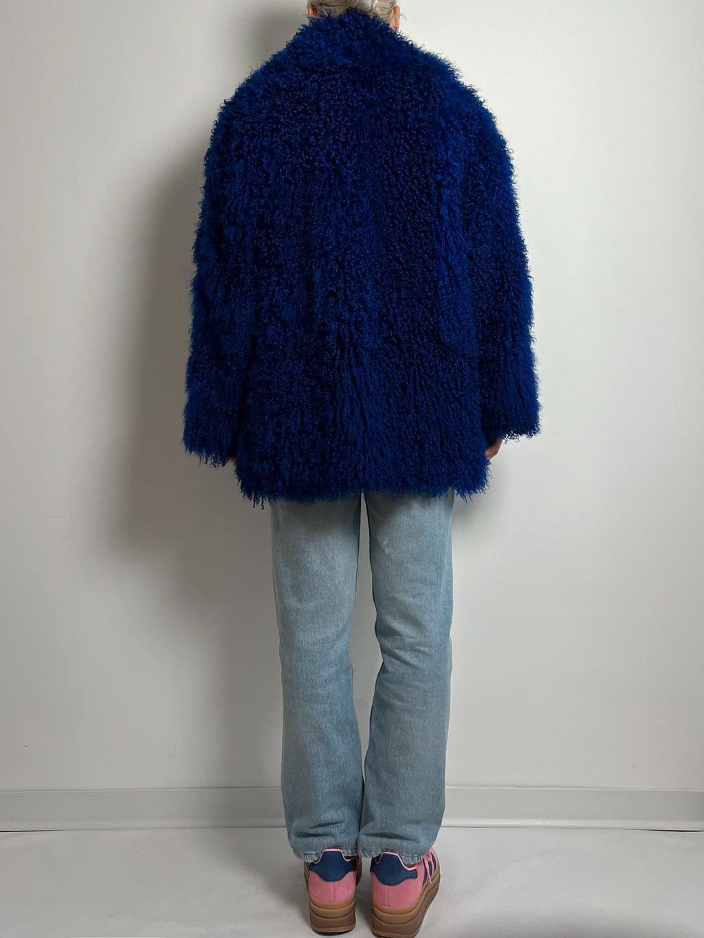 Vintage electric blue mongolia fur