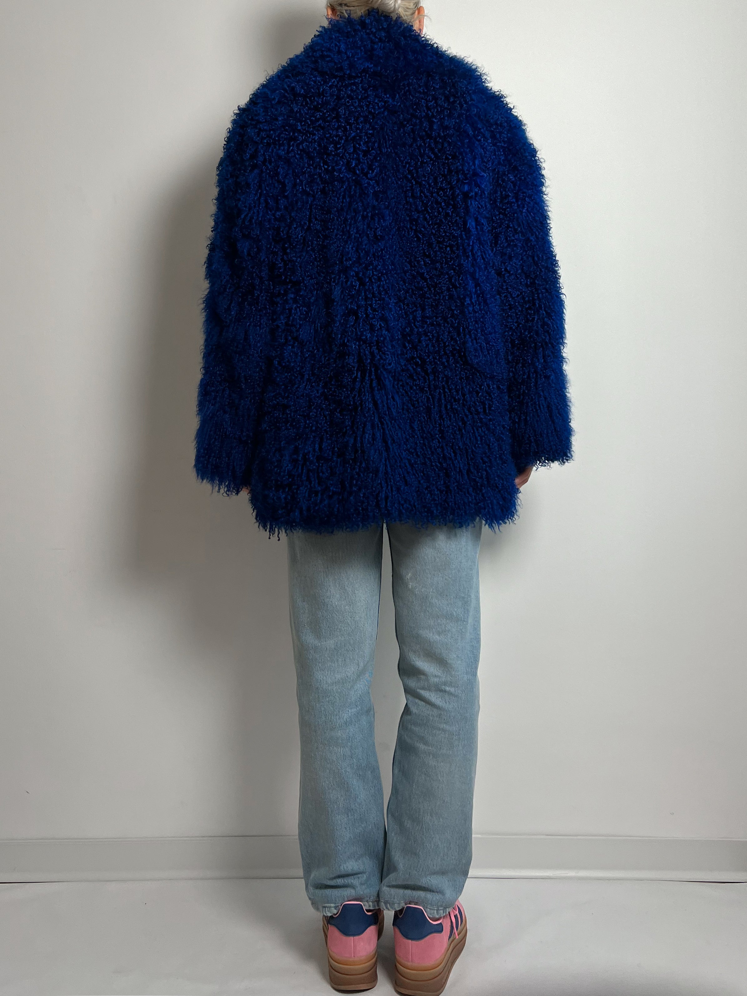 Vintage electric blue mongolia fur
