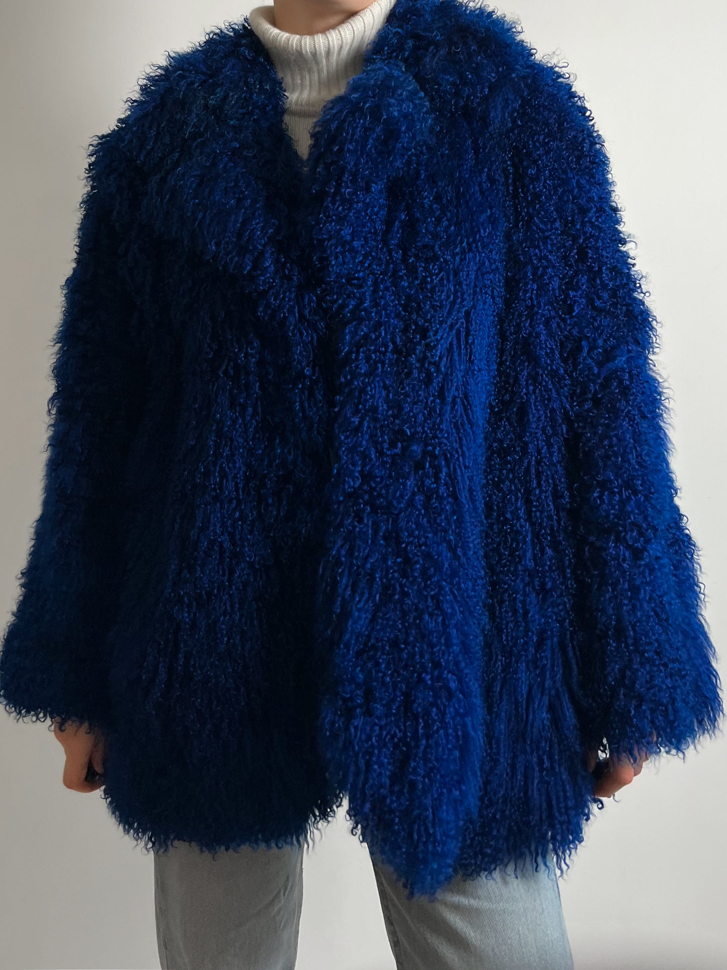 Vintage electric blue mongolia fur