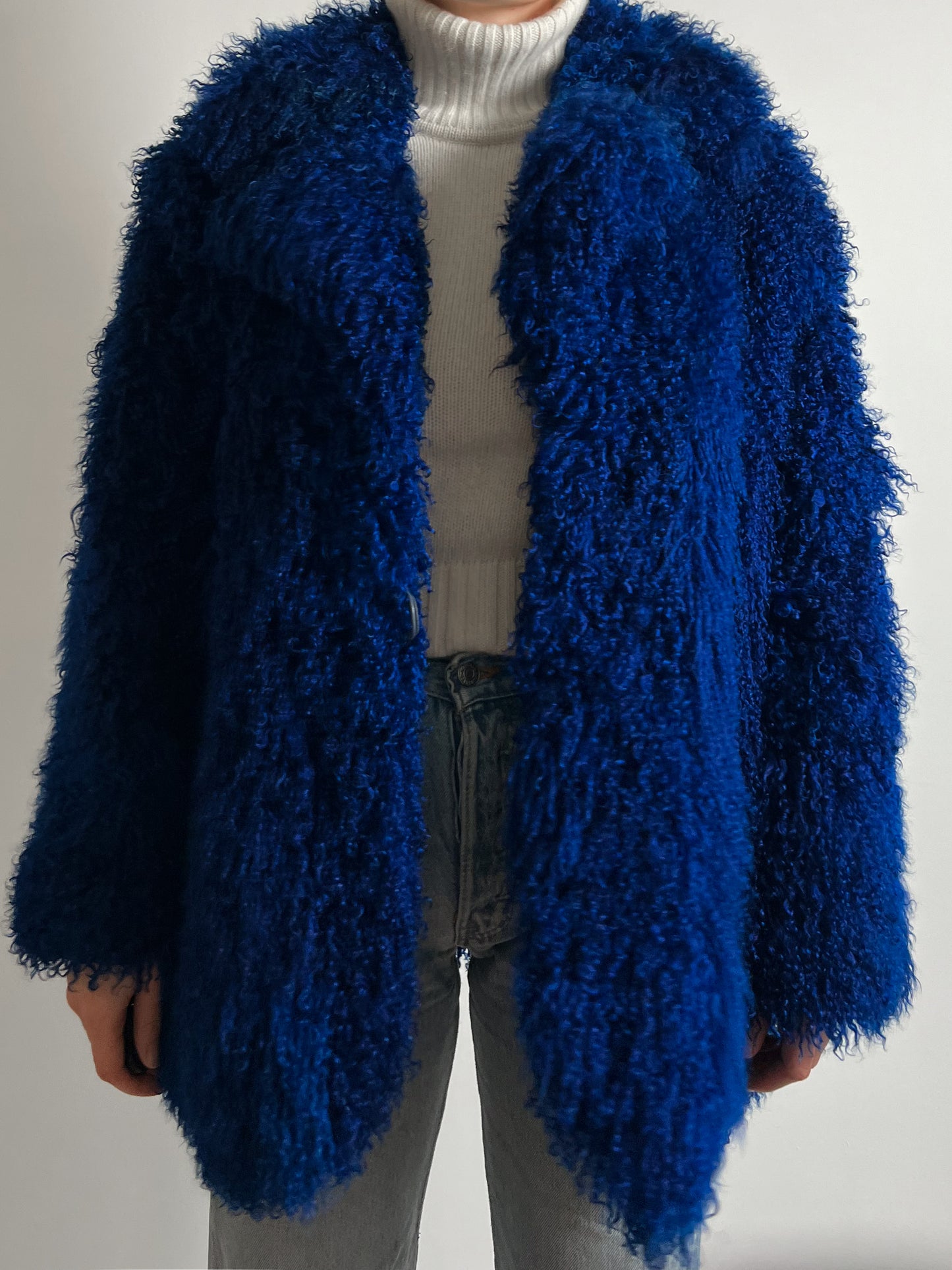 Vintage electric blue mongolia fur