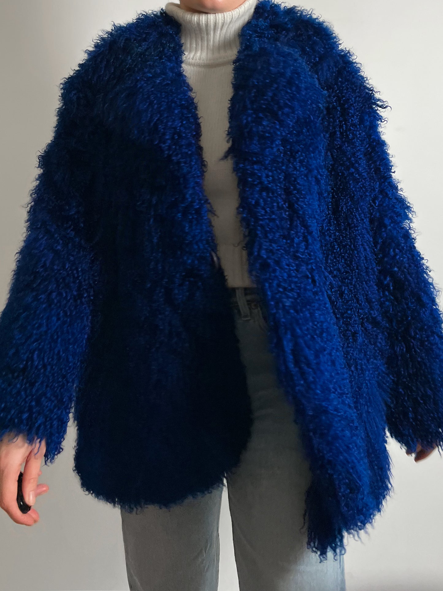 Vintage electric blue mongolia fur