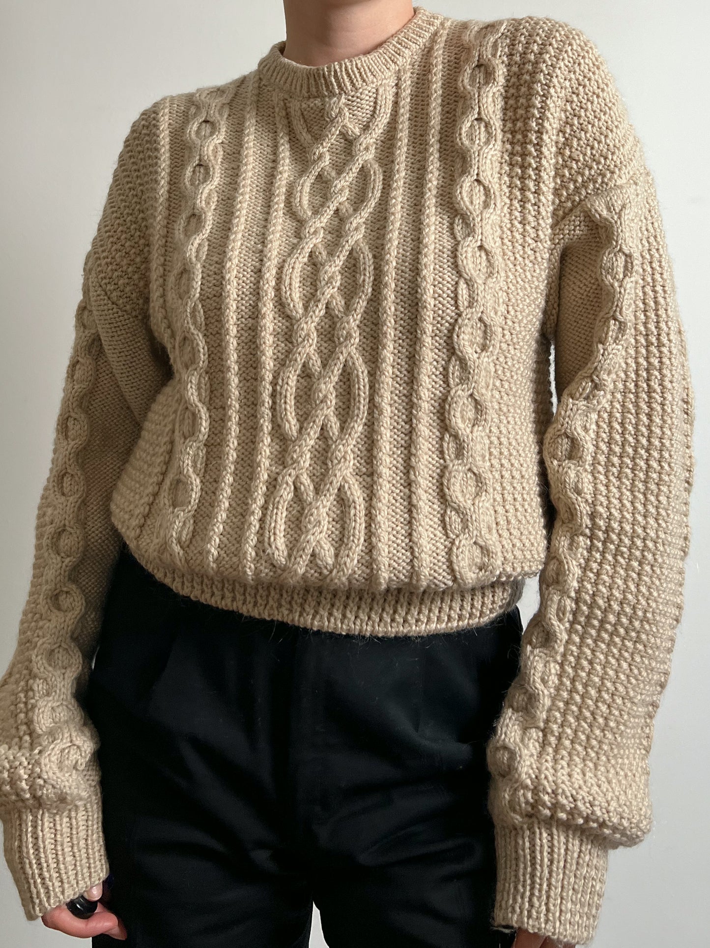 Pure wool embroidered beige pull