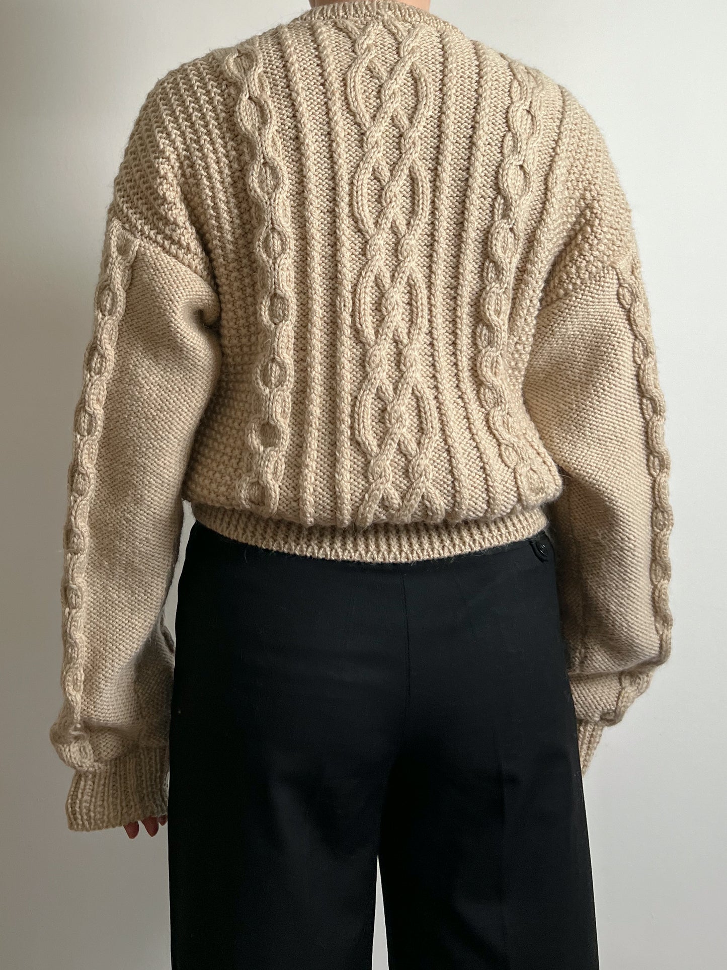 Pure wool embroidered beige pull