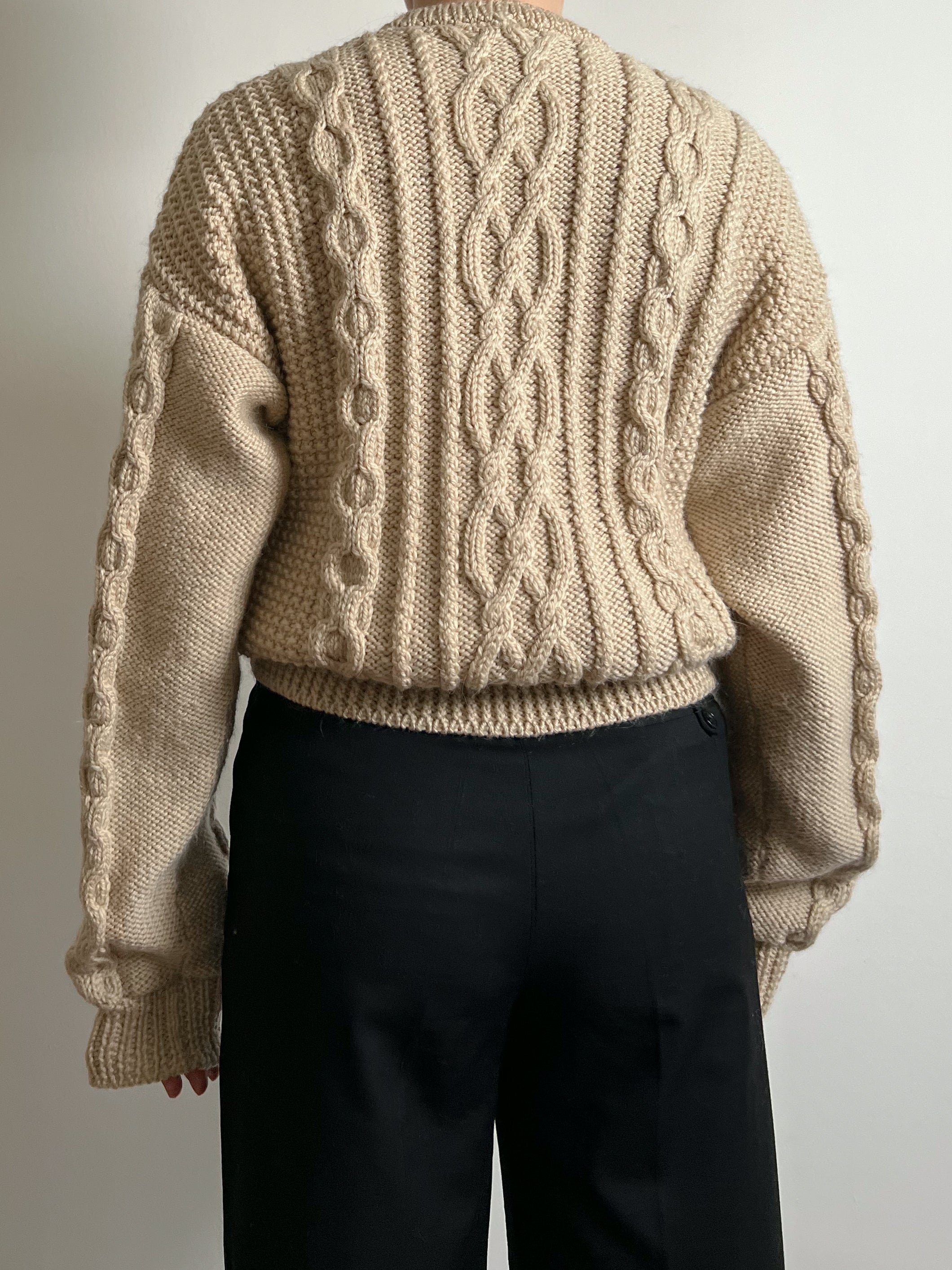Pure wool embroidered beige pull