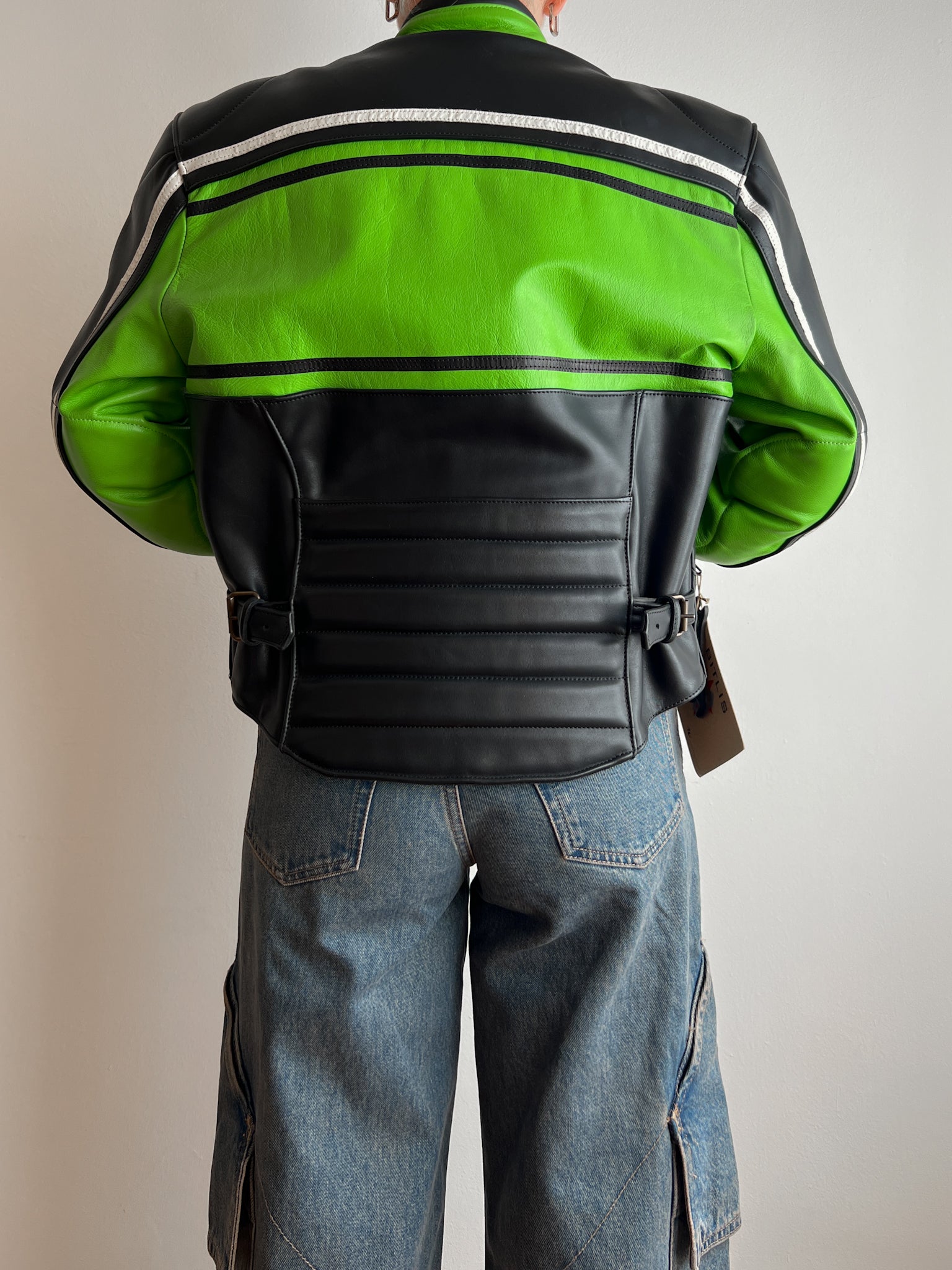 Real leather biker jacket