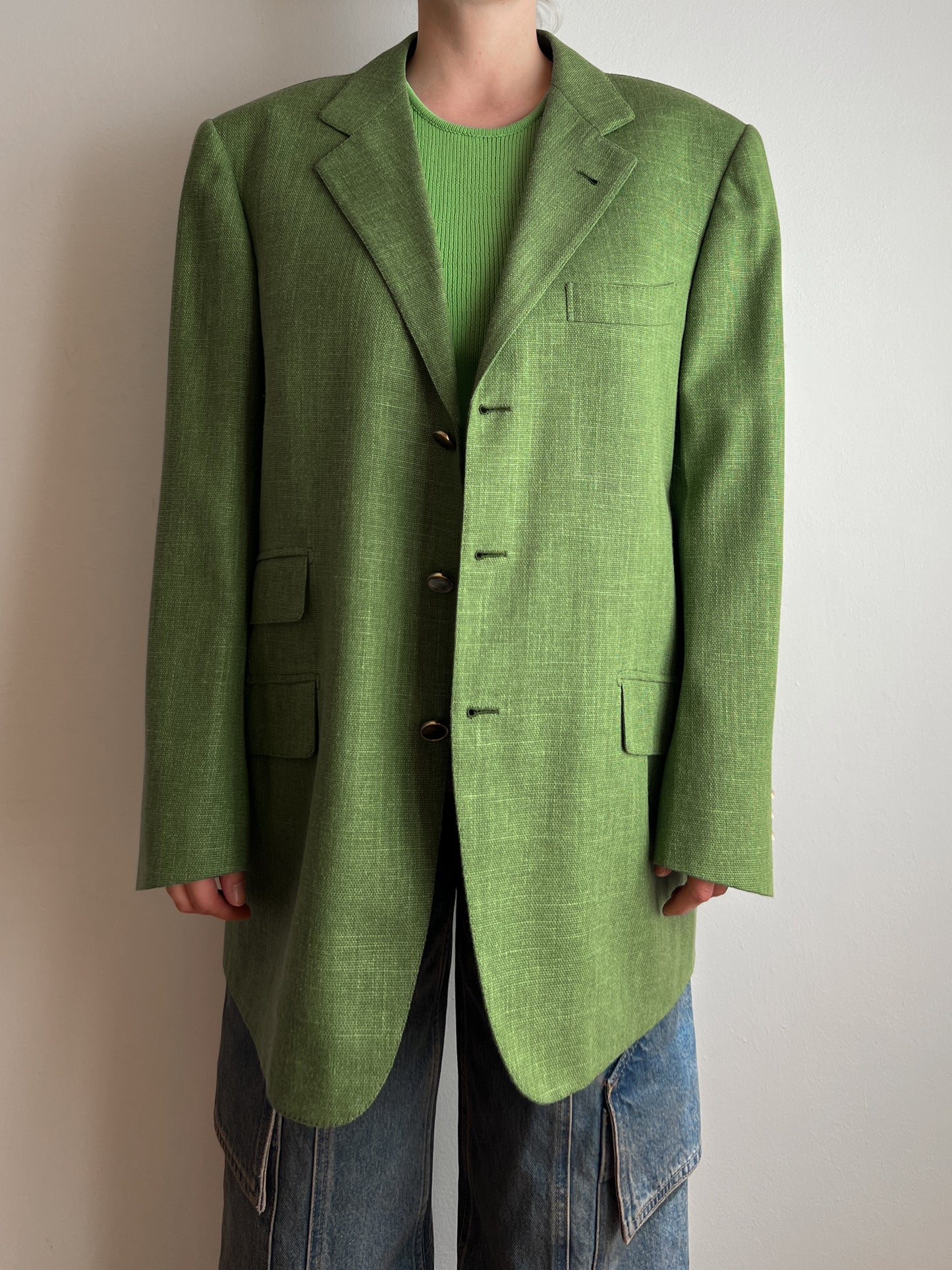 Linen blend green blazer