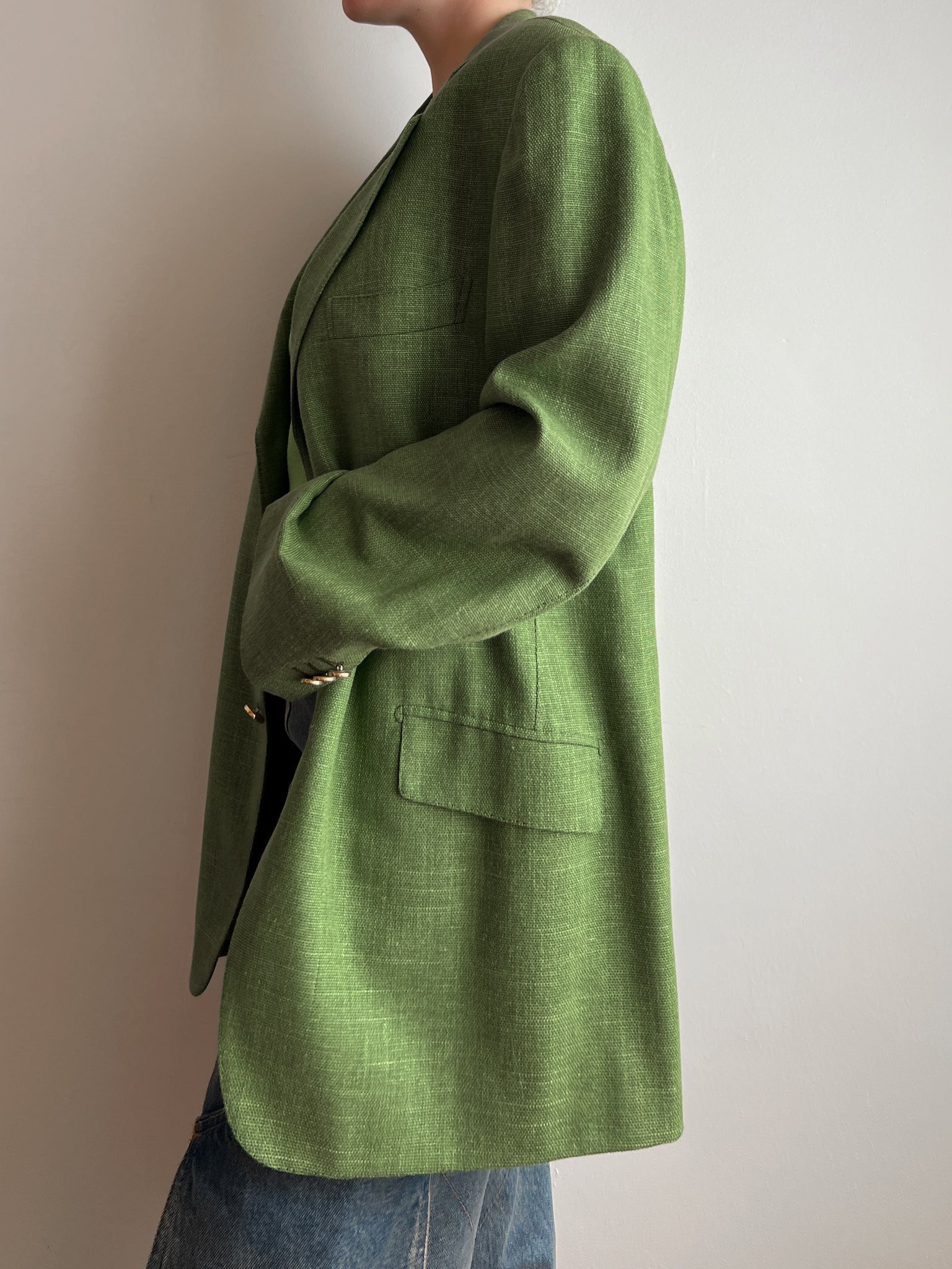 Linen blend green blazer