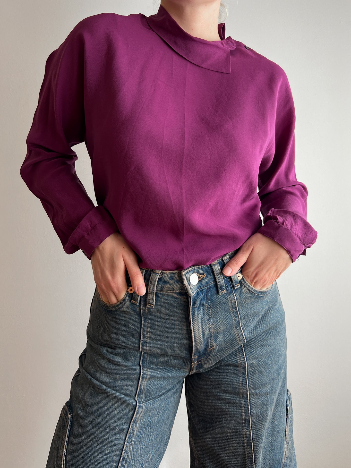 Pure silk cyclamen blouse