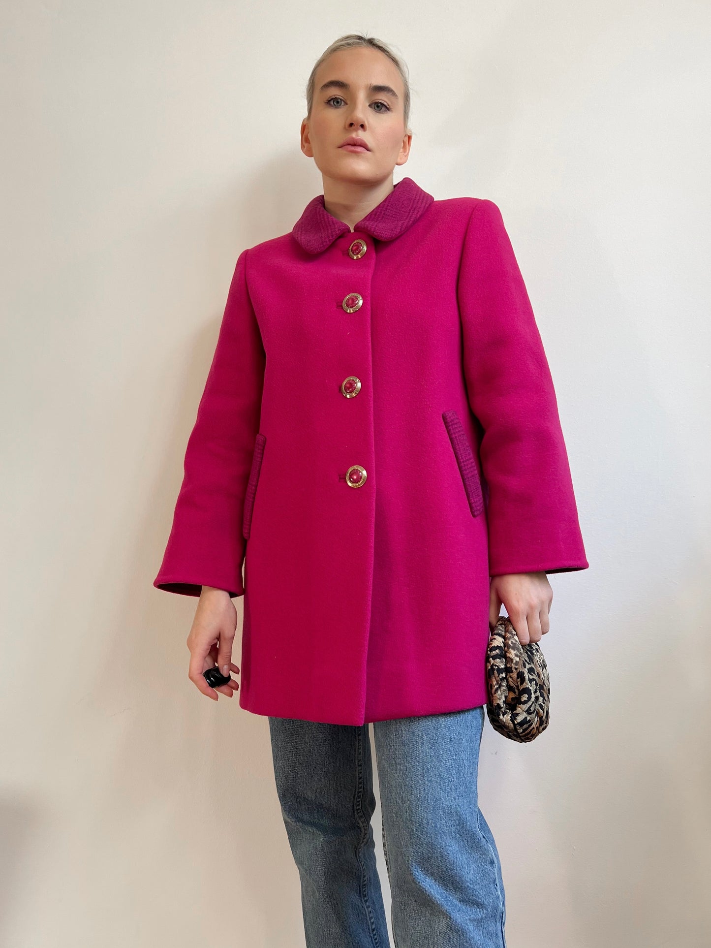 Cappotto sartoriale fucsia in lana