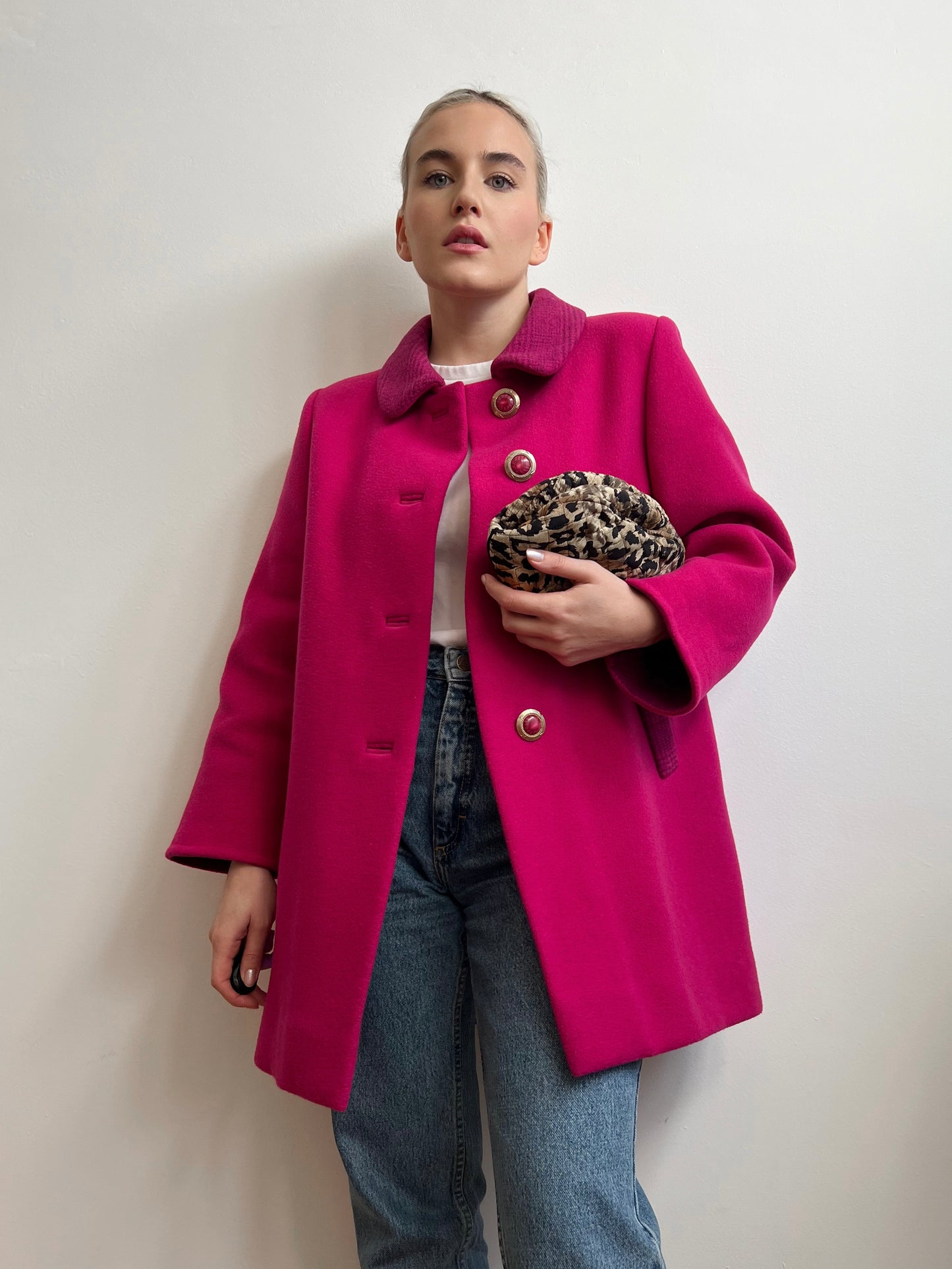 Cappotto sartoriale fucsia in lana