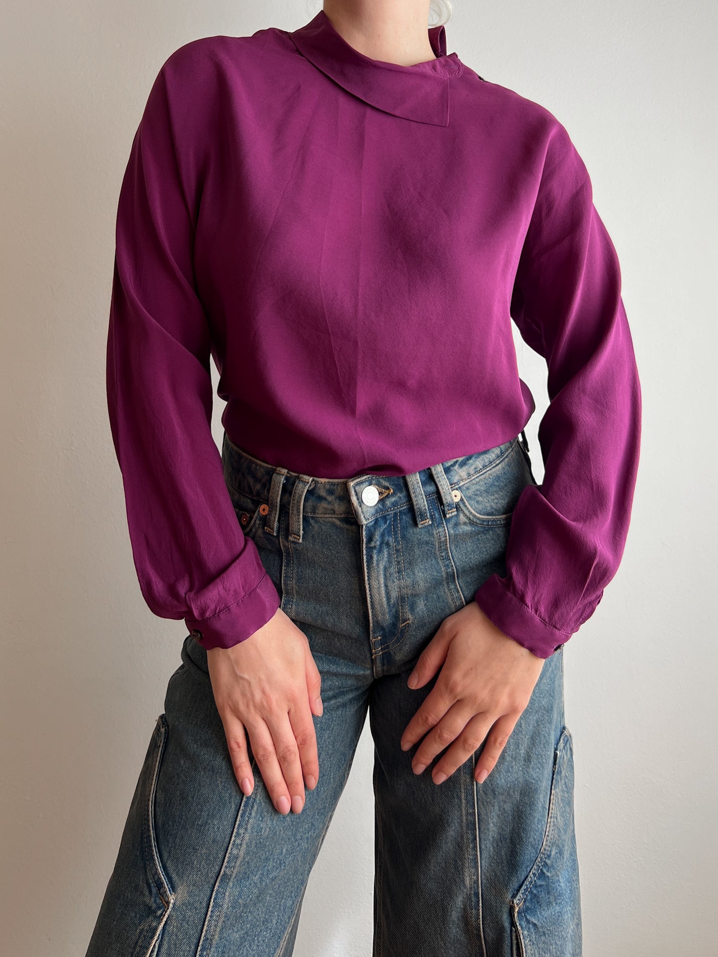 Pure silk cyclamen blouse