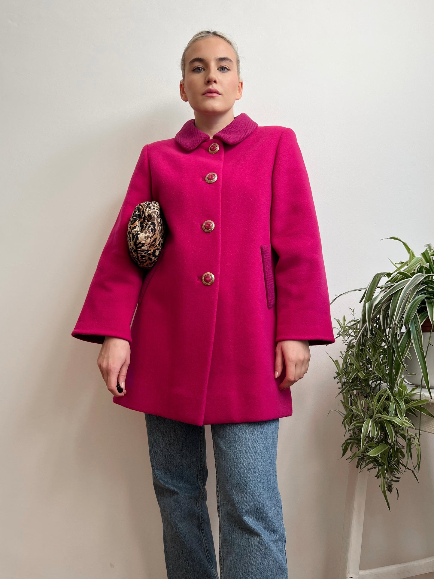 Cappotto sartoriale fucsia in lana