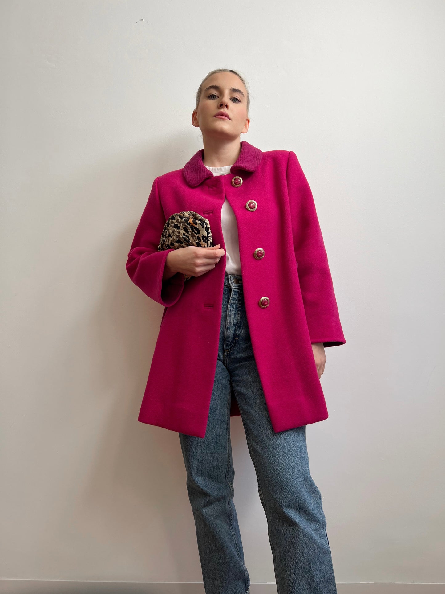 Cappotto sartoriale fucsia in lana