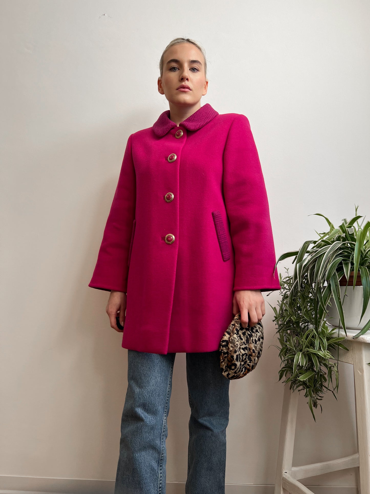 Cappotto sartoriale fucsia in lana