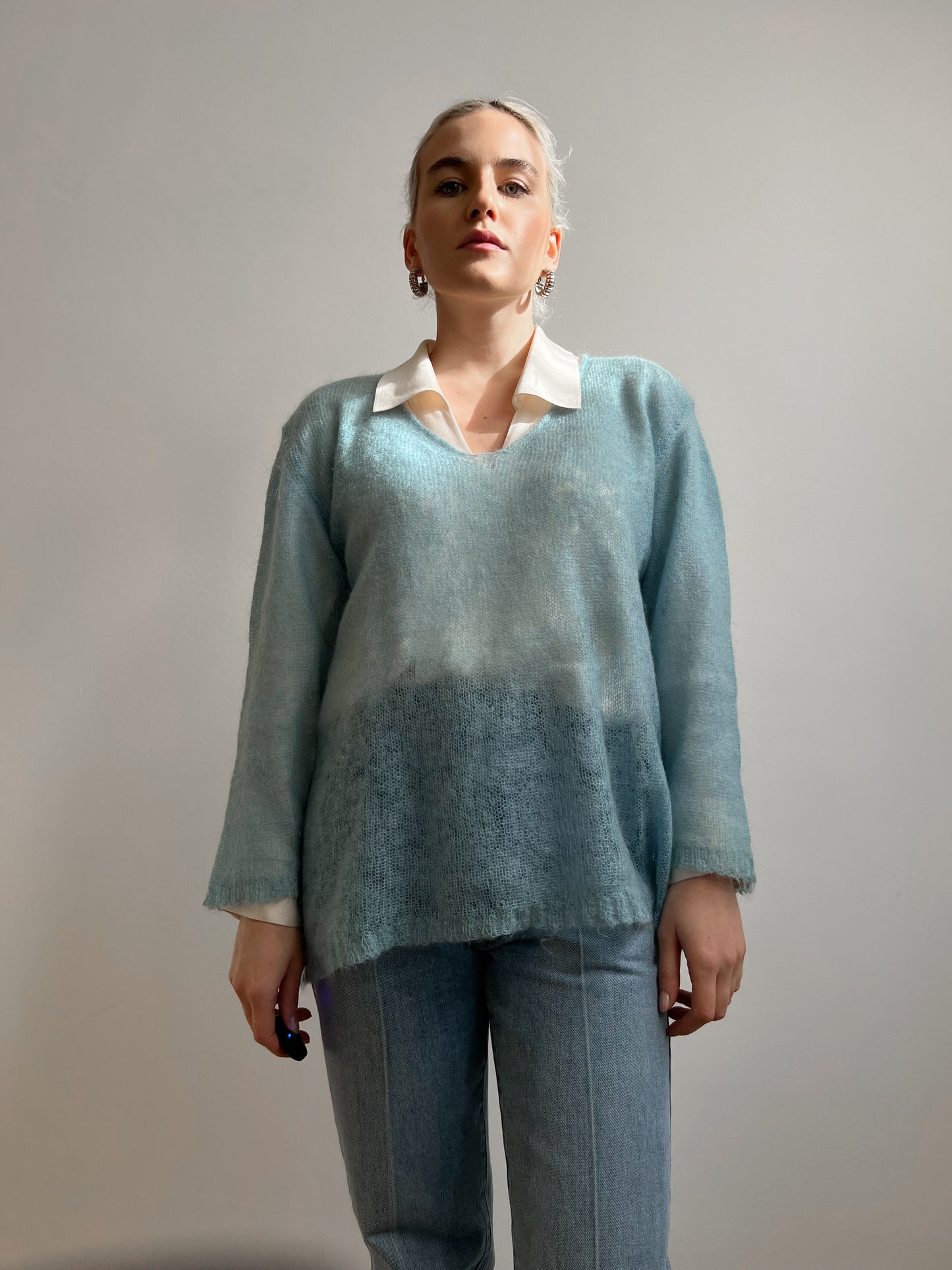 Maglione azzurro in mohair