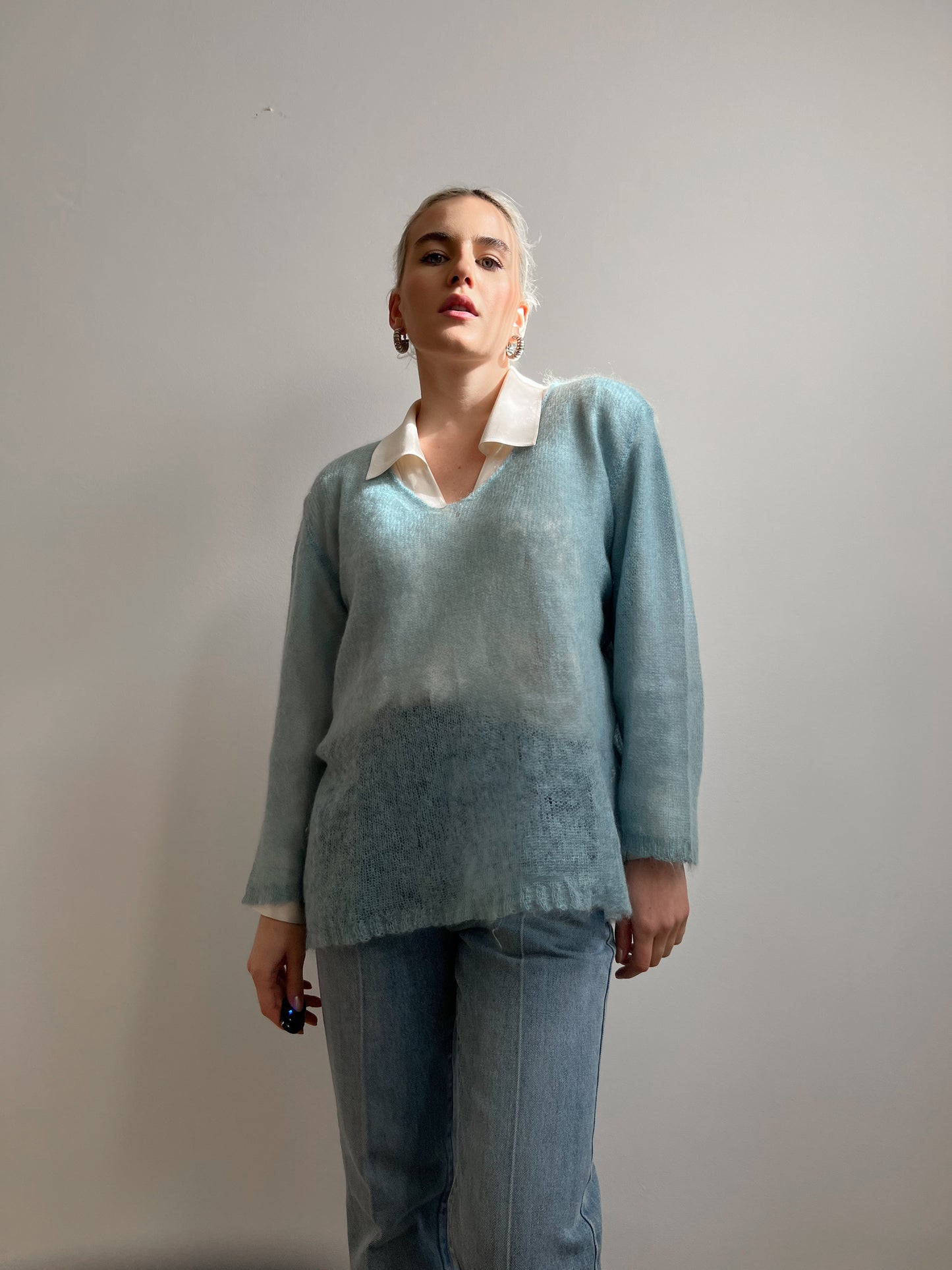 Maglione azzurro in mohair