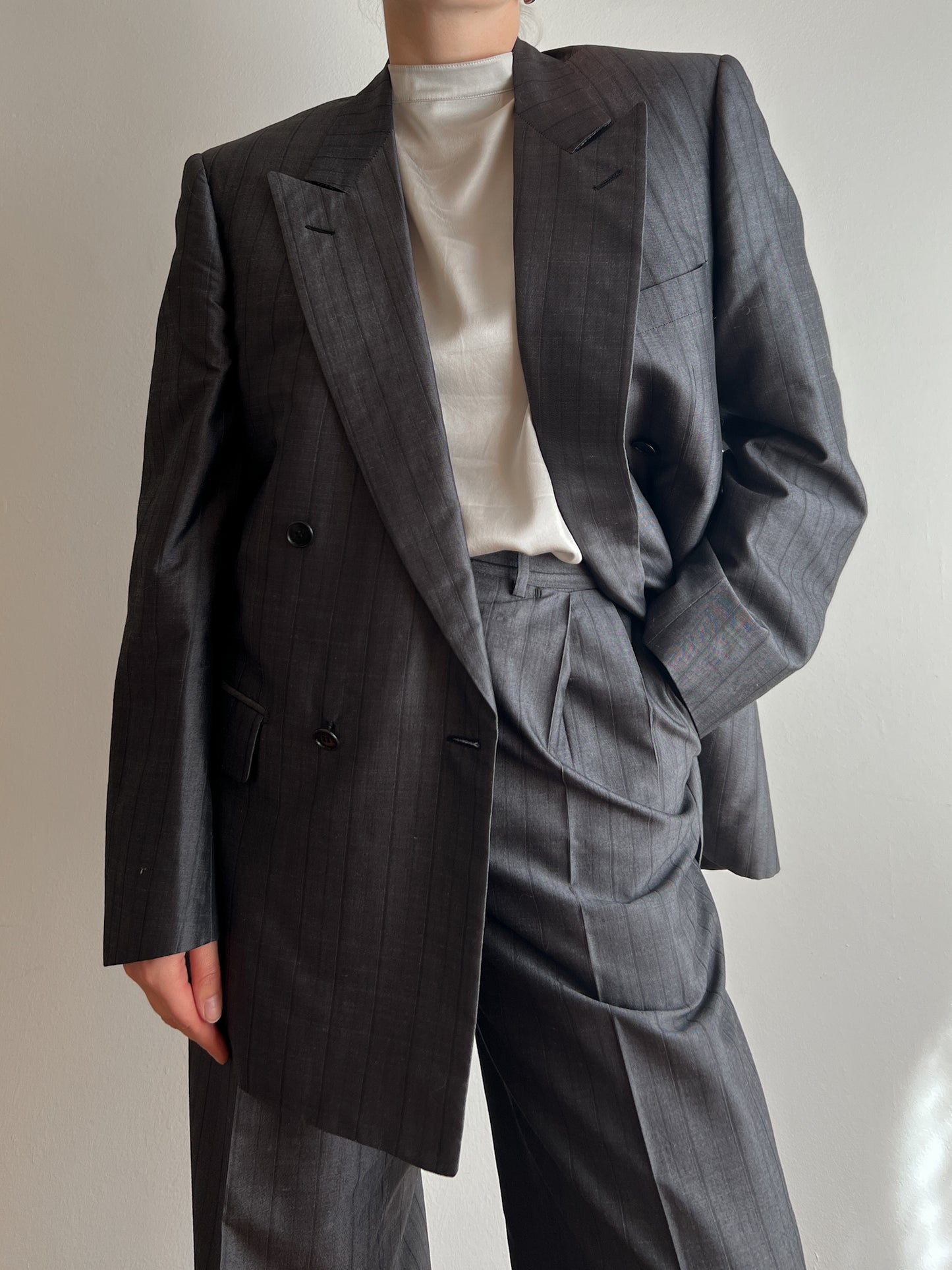 Al Duca d'Aosta pure silk pintripe suit