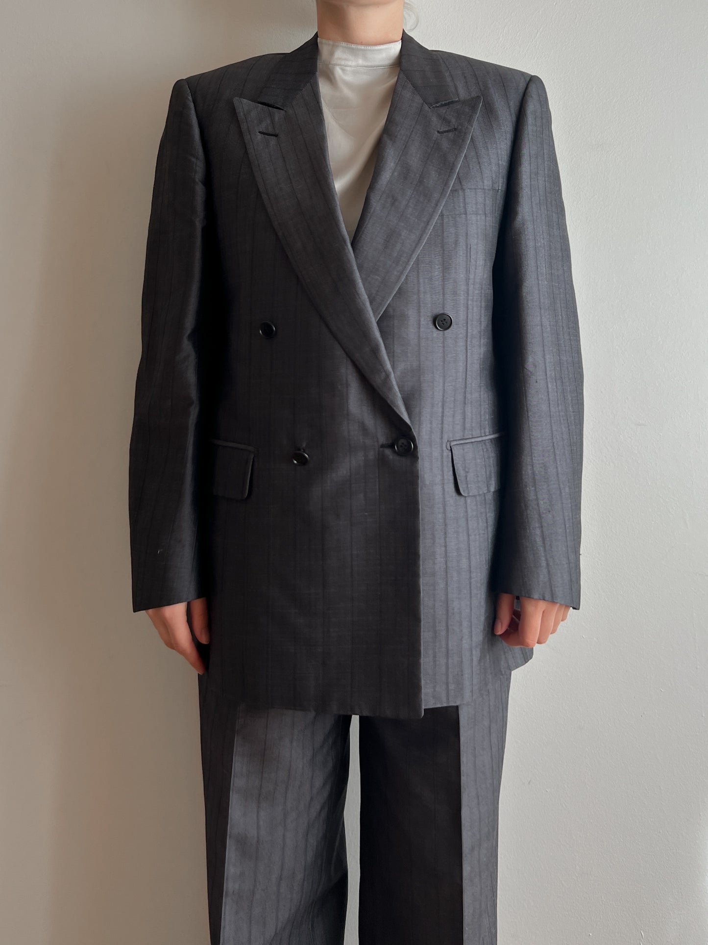 Al Duca d'Aosta pure silk pintripe suit