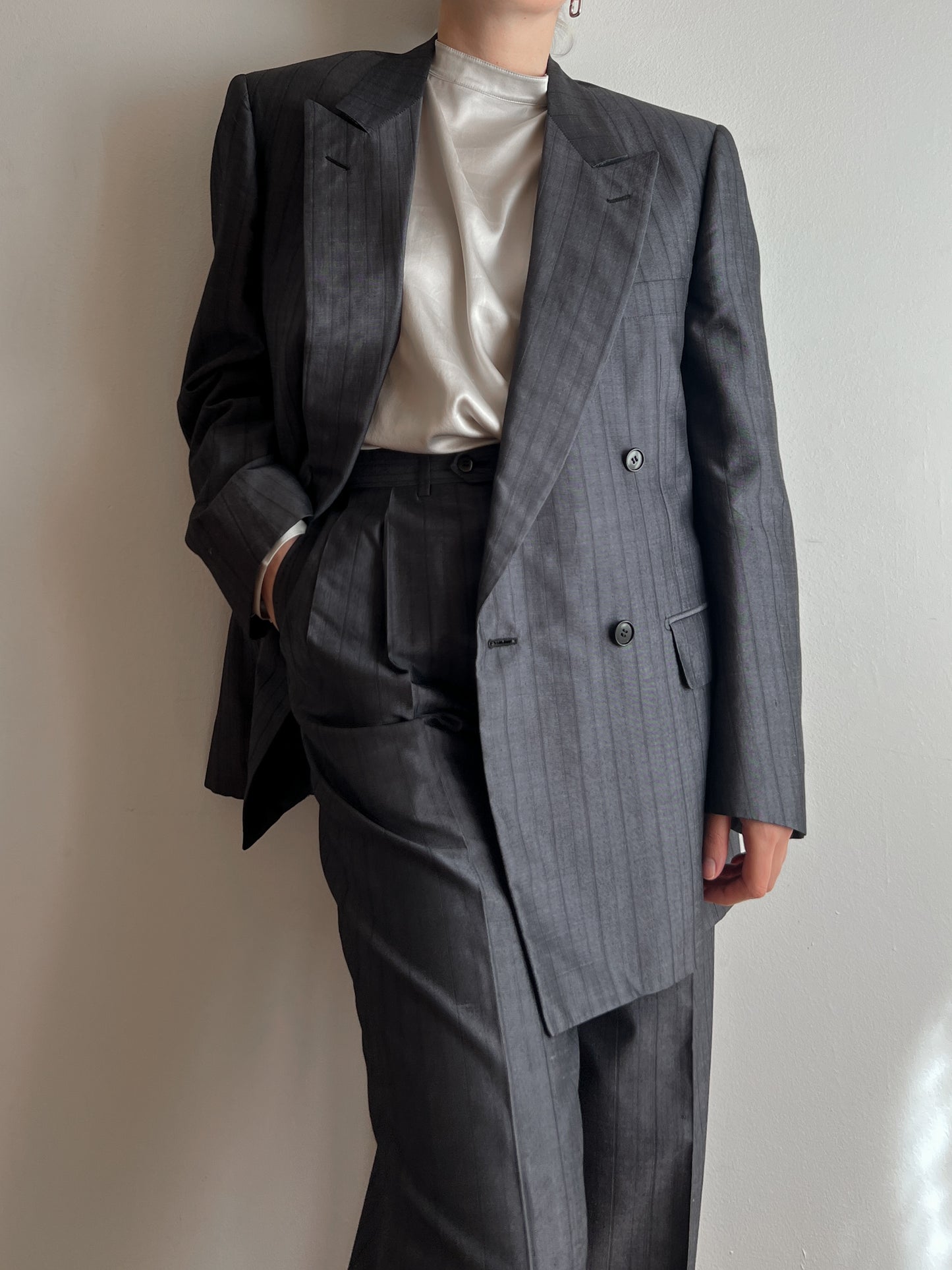 Al Duca d'Aosta pure silk pintripe suit