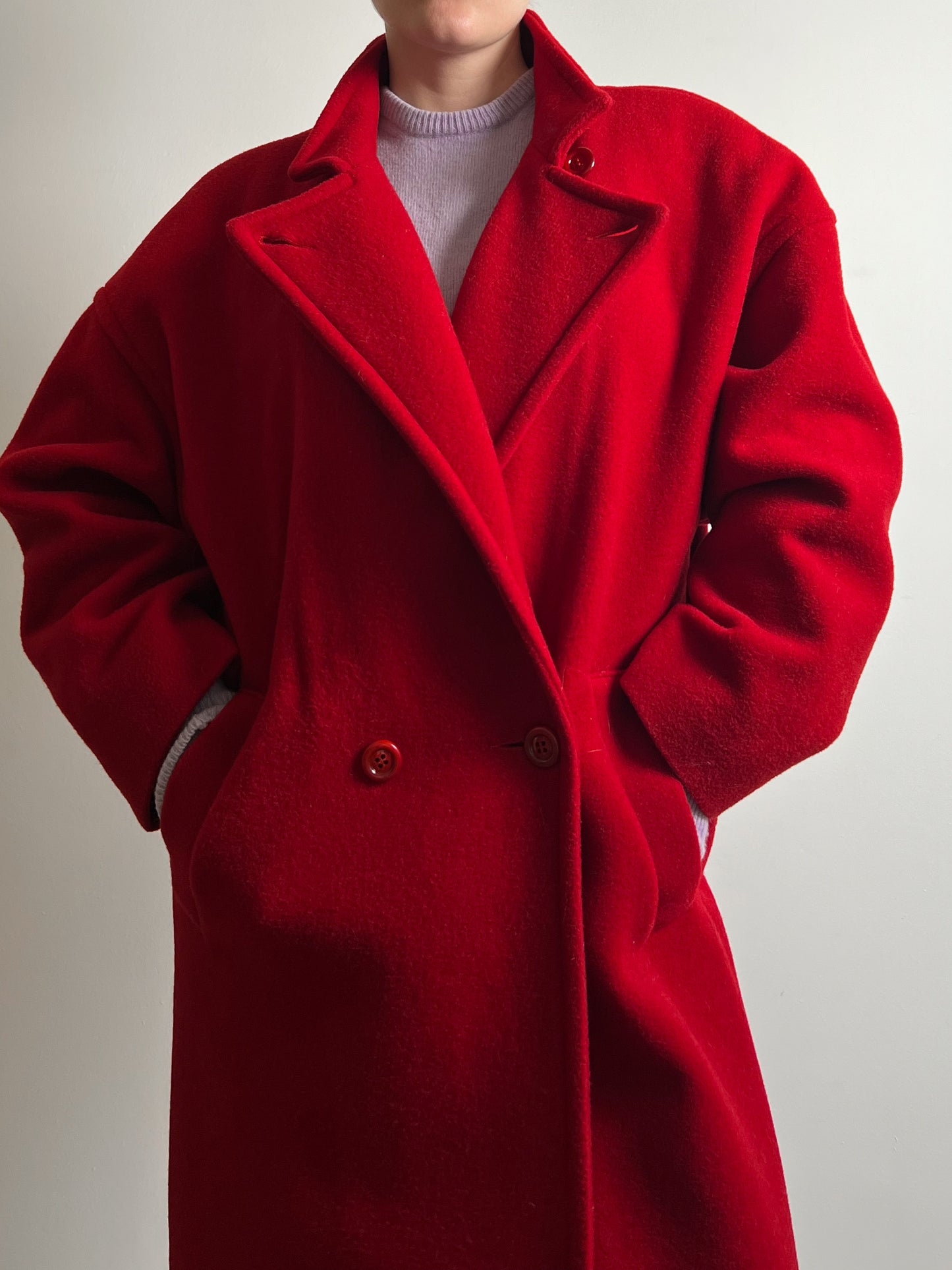 Pure wool red long coat