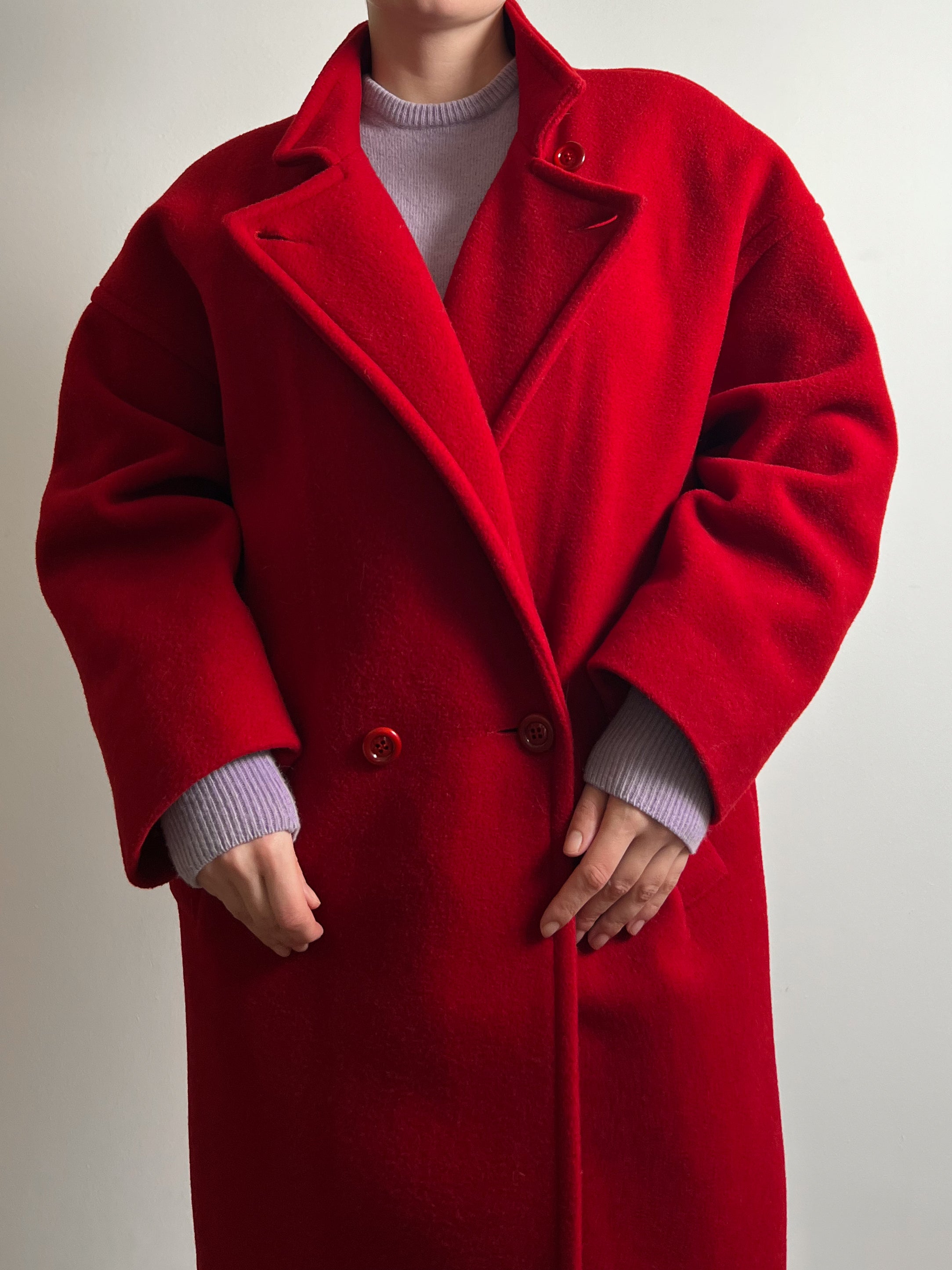 Pure wool red long coat