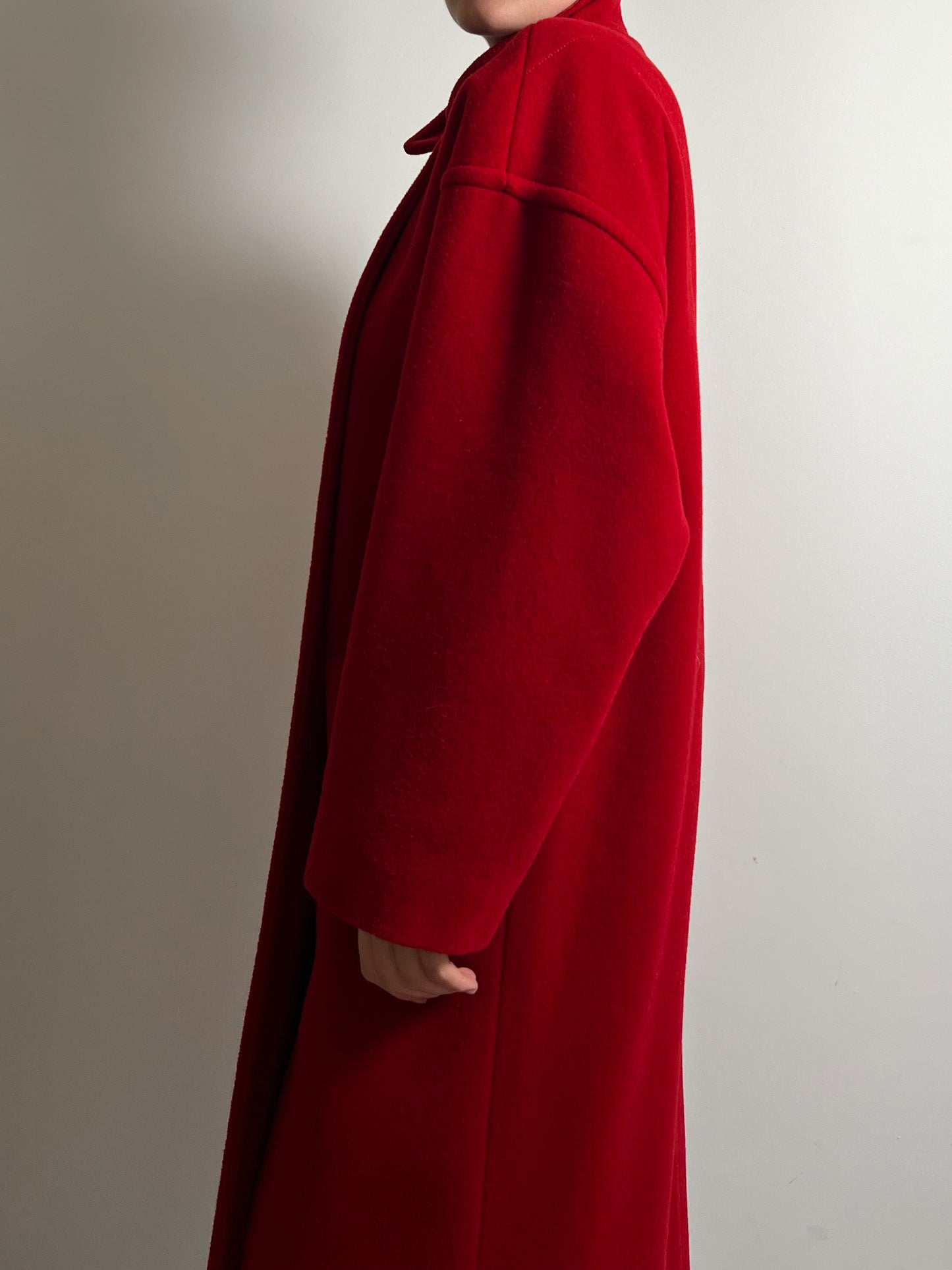 Pure wool red long coat