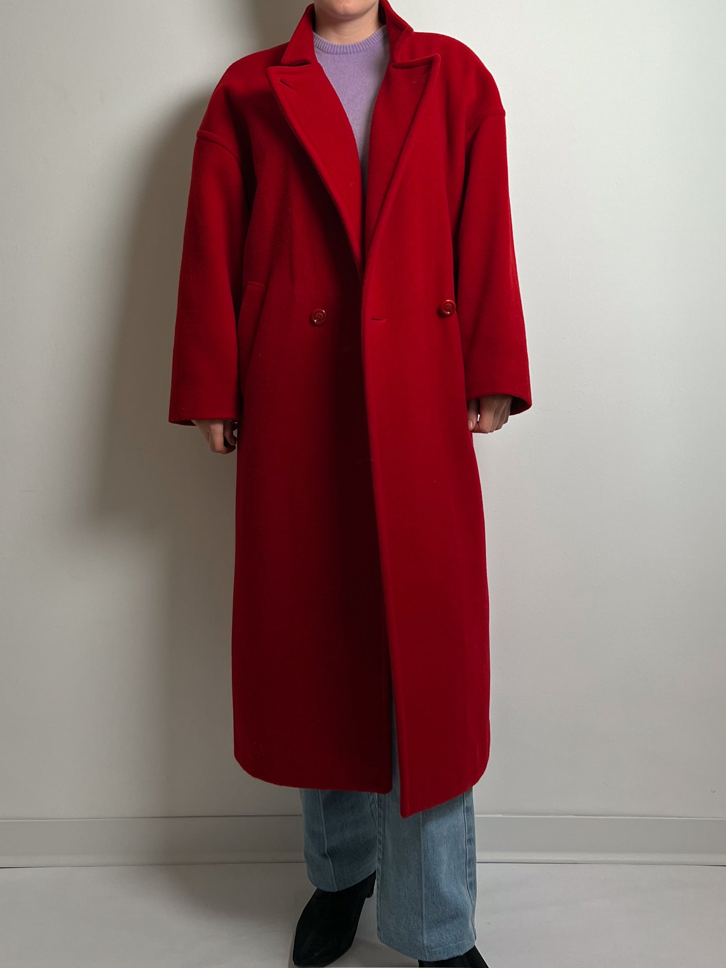 Pure wool red long coat